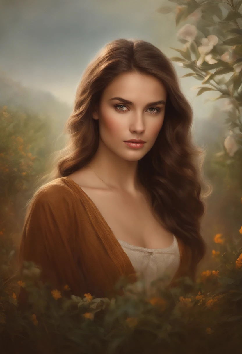 "He contemplates the image of a young woman with brown hair that delicately frames her face, Her brown eyes reflect serenity and determination. In this passport-style representation, His calm expression suggests confidence and kindness. Notice how the light brings out the soft tones of their skin and emphasizes the warmth of their features, offering a sense of closeness and trust in your gaze."