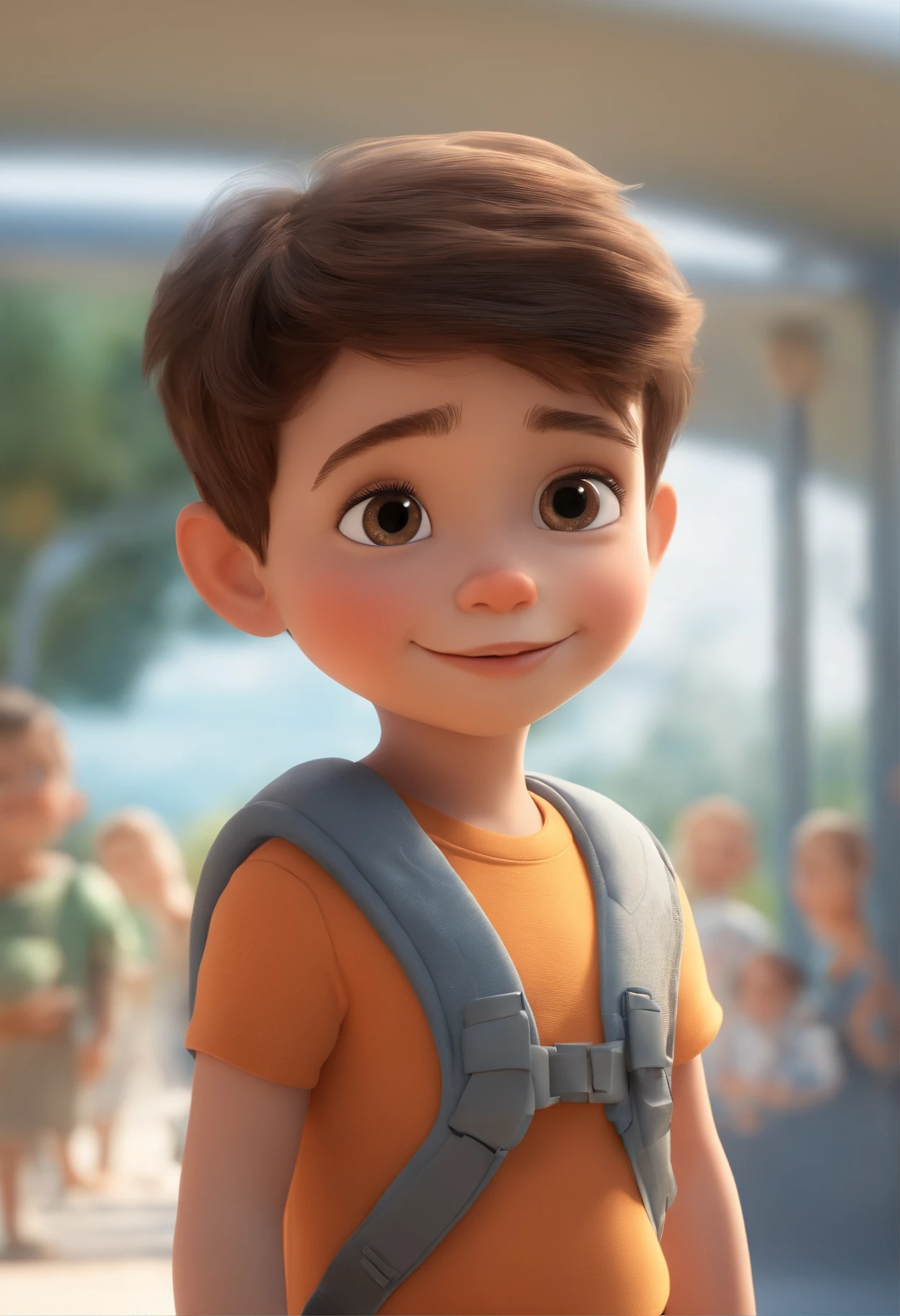 a happy cute standing short hair, vestindo uma fantasia espacial, , fundo branco, barnet, toon, estilo pixar, 3d, desenhos animados, rosto detalhado, asymmetrical 16k