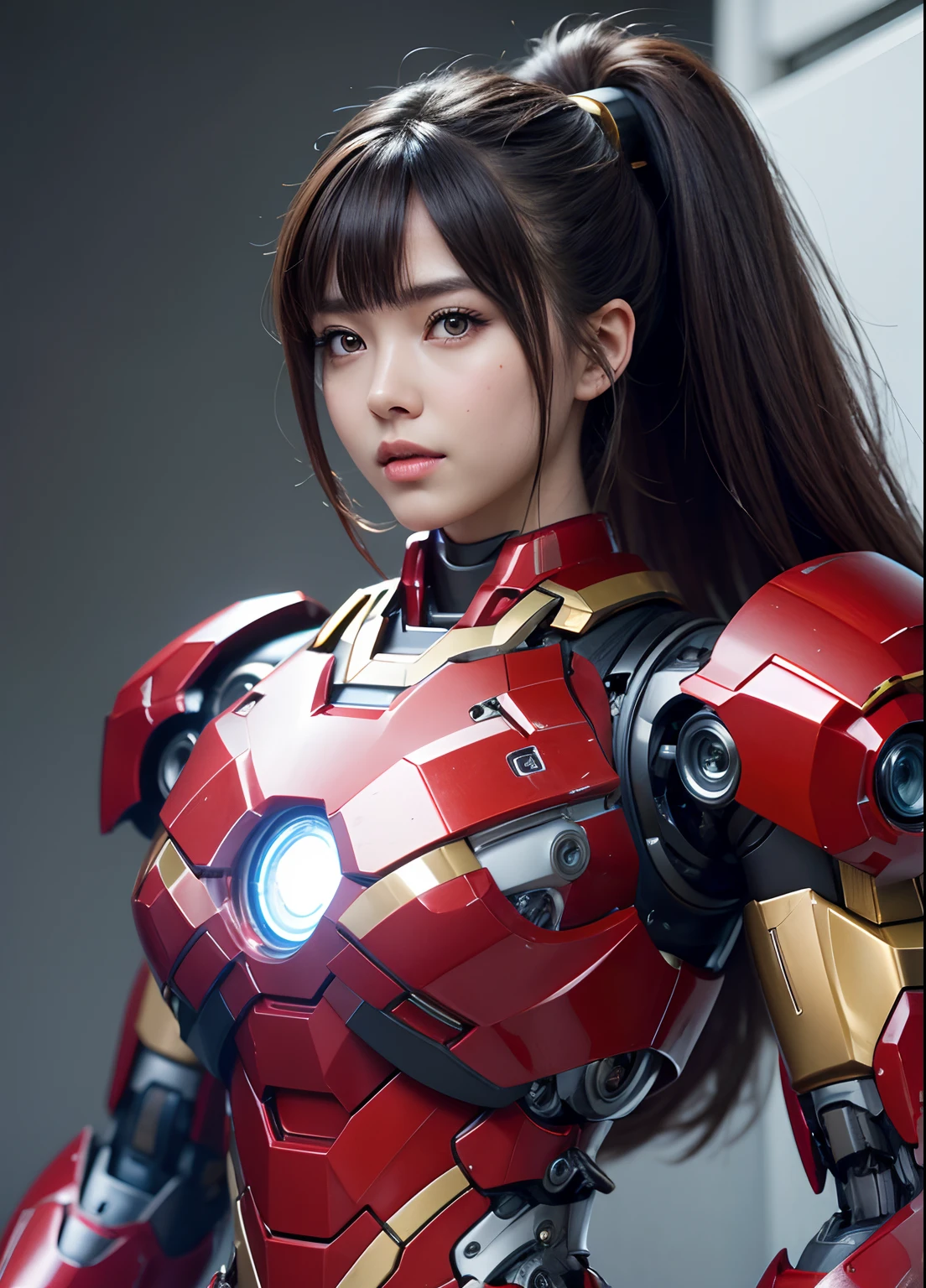 (1girl:1.3), solo,__body-parts__, official art, unity 8k wallpaper, ultra detailed, beautiful and aesthetic, beautiful, masterpiece, best quality, RAW, masterpiece, super fine photo,, best quality, super high Resolution, photorealistic, sunlight, full body portrait, stunningly beautiful,, dynamic pose, delicate face, vibrant eyes, (side view), she is wearing a futuristic Iron Man mech, red and gold, Highly detailed abandoned warehouse background, detailed face, detailed complex busy background, messy, gorgeous, milky, high detailed skin, realistic skin details, visible pores, sharp focus, volumetric fog, 8k uhd, dslr camera, High quality, film grain, fair skin, photorealism, lomography, sprawling metropolis in a futuristic dystopia, view from below, translucent