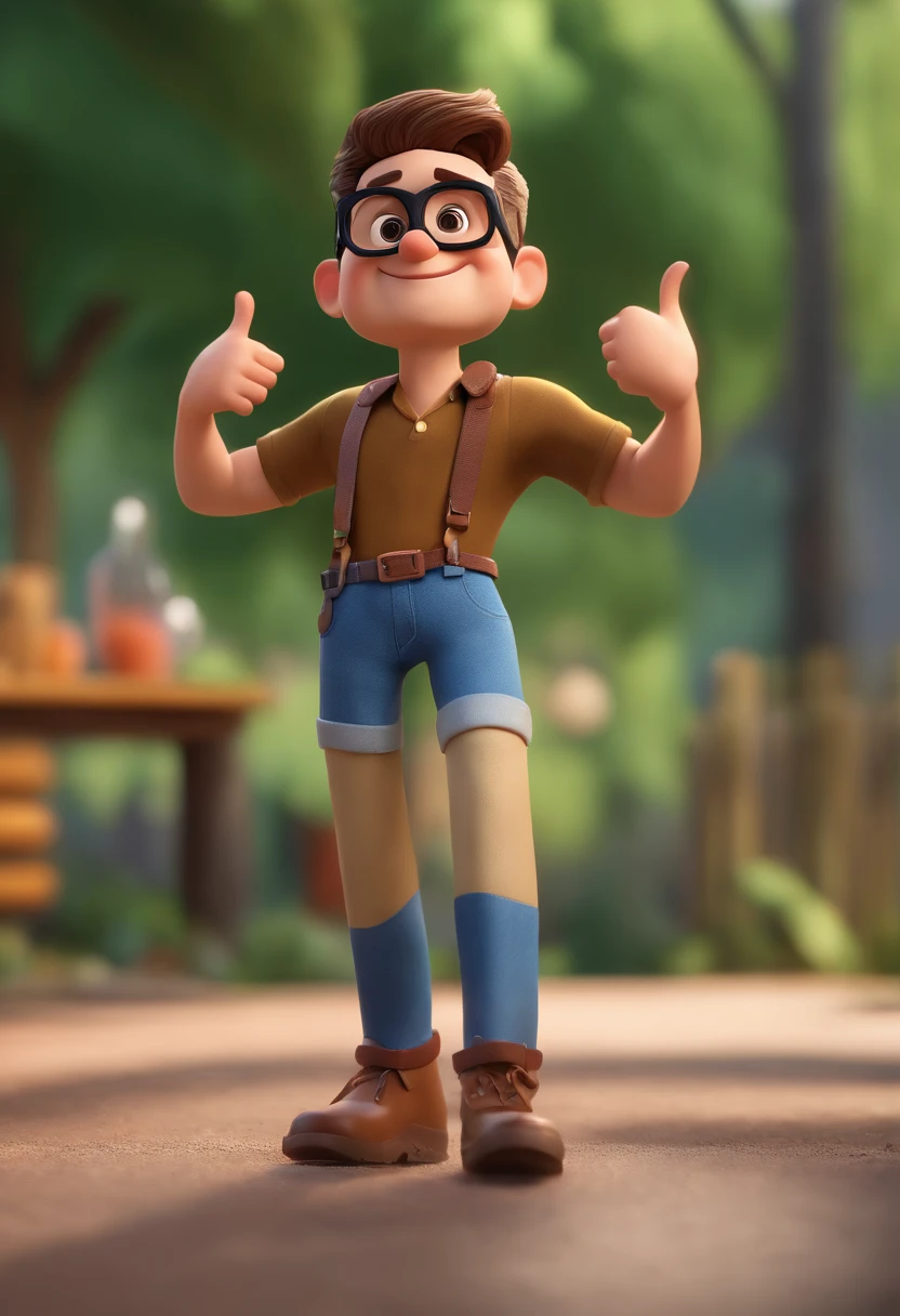 Cartoon character of a man wearing black glasses and a blue shirt, um personagem animado, Caractere estilizado, animation style rendering, 3D estilizado, Arnold Maya render, 3 d render stylized, toon render keyshot, Personagem 3D, Personagem 3D, 3d rendering stylized, 3 d character render, personagem de desenho animado, Personagem de close up, Pose de personagem, (Estilo Pixar) (master part:1.2) (Bokeh) (best quality) (pele detalhada) (textura detalhada) (8k) (argila) (Cinematic lighting) (foco nítido,Senta e vaza a parte superior do corpo