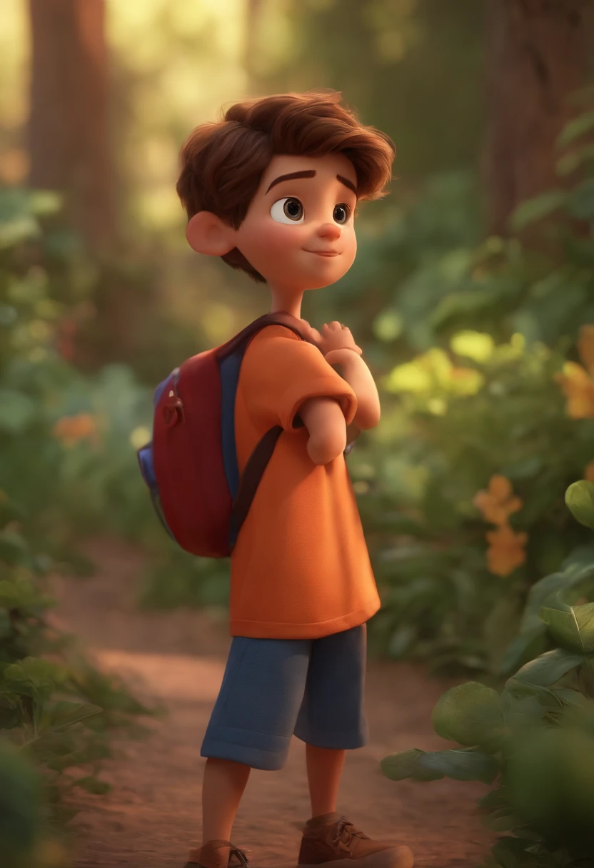 Image of a boy for a story in a YouTube video in Pixar format, He's the allabester, He's the class leader, He's outgoing, Playful and gets up for a lot of things, cabelo curto