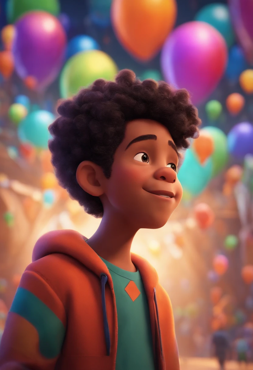 Image of a boy for a story in a YouTube video in Pixar format, He's the little allabester, He's the class leader, He's outgoing, Playful and gets up for a lot of things, cabelo curto