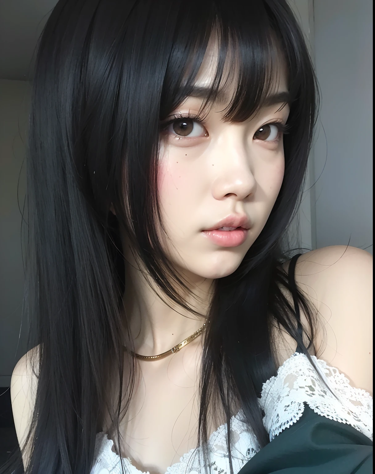 Asian woman with long black hair and a white dress, Cabello negro Hime cortado, Linda cara de anime natural, ulzzang, Chica de anime en la vida real, Ella tiene el pelo negro con flequillo, Sui Ishida con cabello negro, chica linda-fina-cara, Hermosa cara de chicas japonesas, young cute wan asian face, cabello blackbangs cabello, Retrato realista kawaii
