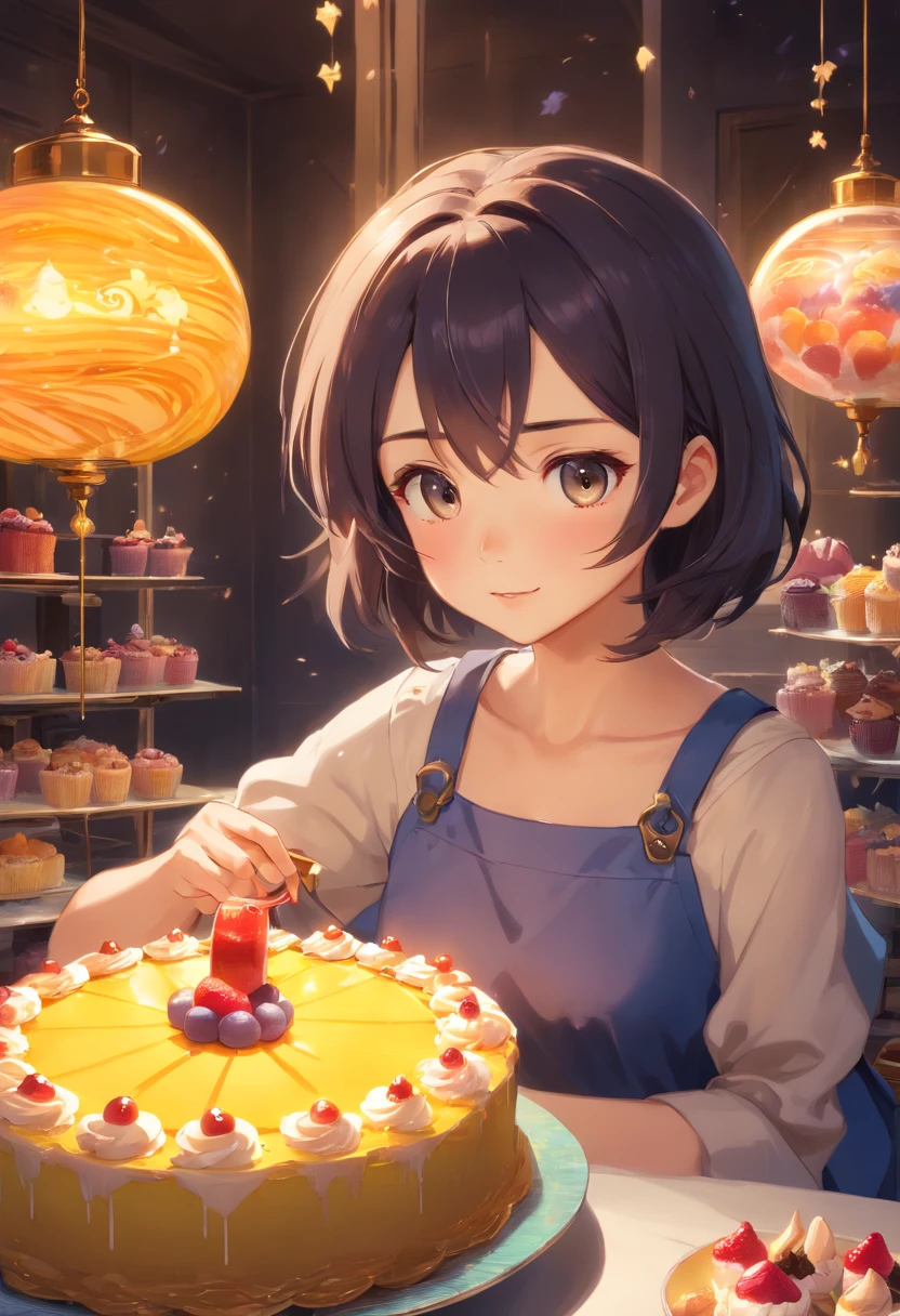 (Best quality,4K,8k,high resolucion,Masterpiece:1.2),Ultra-detailed,(Realstic,photoreallistic,photo-realistic:1.37),fille,Happy Surrounded by Desserts,Esao Andrews' style,Style Tim Burton,Art sombre,pixiv,deviantart,Inkpunk,Ambiance douce,Desserts luxuriants,Delicate pastries,Detailed Frosting,Whimsical Cakes,Gothic elements,Vibrant colors,Ombres captivantes,A mysterious light,ambiance onirique,Fantastic Backgrounds,Delicate confections,Des friandises fantaisistes,Mouthwatering candies,sombre mais enchanteur,of mesmerizing beauty,Portraits of Melancholy,Cake Sculptures,ethereal beauty,imagination tordue,Unique Characters,Enchanted World,Setting worthy of a storybook,Strange and whimsical creatures