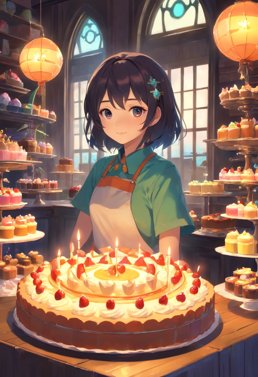 (Best quality,4K,8k,high resolucion,Masterpiece:1.2),Ultra-detailed,(Realstic,photoreallistic,photo-realistic:1.37),fille,Happy Surrounded by Desserts,Esao Andrews' style,Style Tim Burton,Art sombre,pixiv,deviantart,Inkpunk,Ambiance douce,Desserts luxuriants,Delicate pastries,Detailed Frosting,Whimsical Cakes,Gothic elements,Vibrant colors,Ombres captivantes,A mysterious light,ambiance onirique,Fantastic Backgrounds,Delicate confections,Des friandises fantaisistes,Mouthwatering candies,sombre mais enchanteur,of mesmerizing beauty,Portraits of Melancholy,Cake Sculptures,ethereal beauty,imagination tordue,Unique Characters,Enchanted World,Setting worthy of a storybook,Strange and whimsical creatures