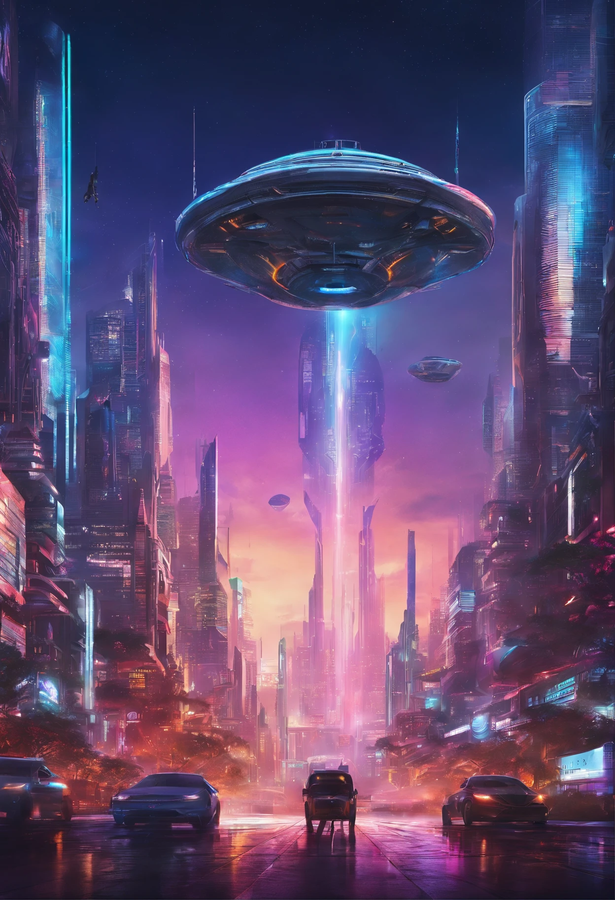 futuristic city with futuristic car and futuristic buildings at night, future concept art, otherwordly futuristic city, in fantasy sci - fi city, beautiful city of the future, futuristic utopian city, concept art 8 k resolution, concept art 8k resolution, city of the future, futuristic space port, concept art 8 k, sci-fi hollywood concept art