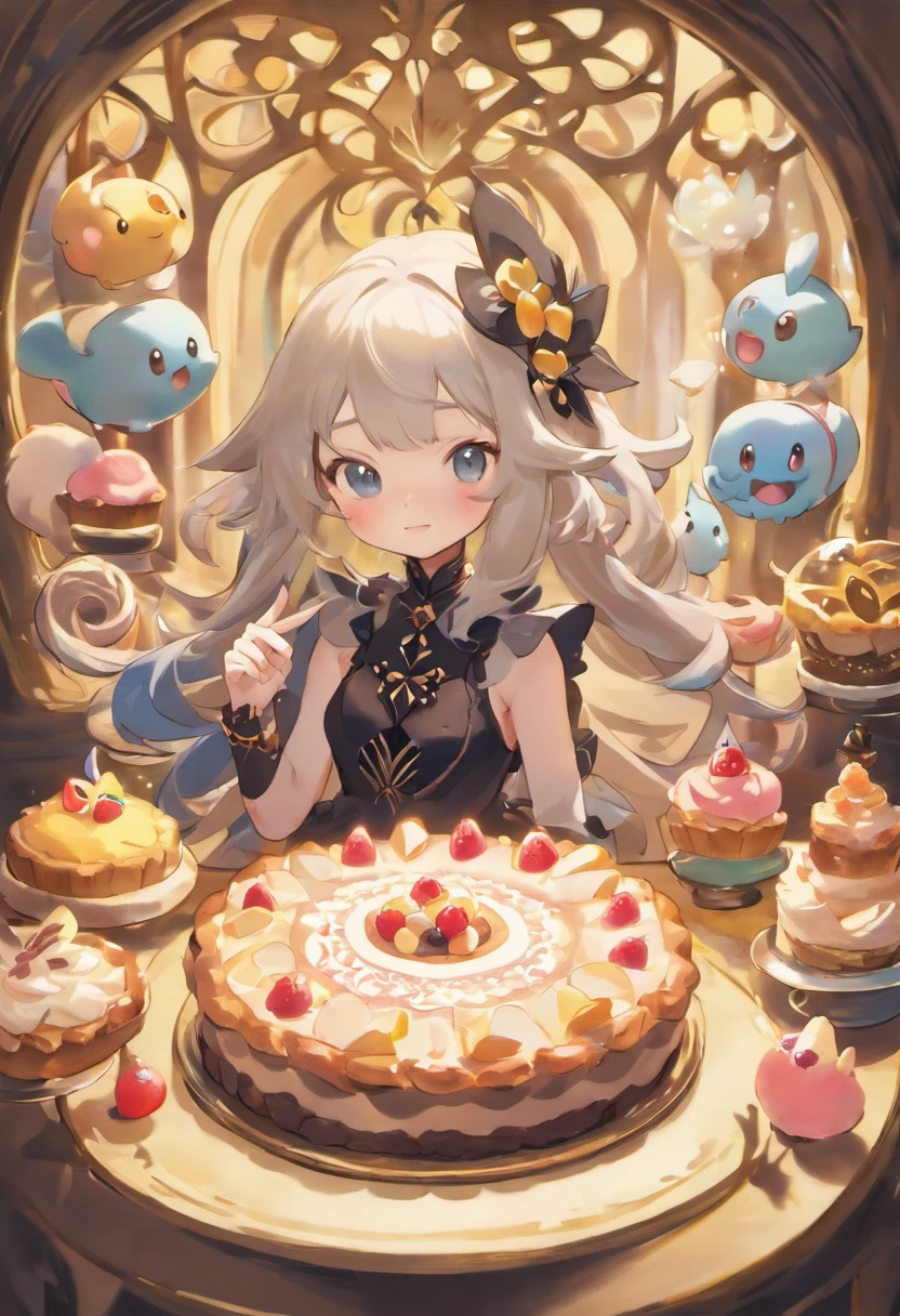 (Best quality,4K,8k,high resolucion,Masterpiece:1.2),Ultra-detailed,(Realstic,photoreallistic,photo-realistic:1.37),fille,Happy Surrounded by Desserts,Esao Andrews' style,Style Tim Burton,Art sombre,pixiv,deviantart,Inkpunk,ambiance douce,Desserts luxuriants,Delicate pastries,Detailed Frosting,Whimsical Cakes,Gothic elements,Vibrant colors,ombres captivantes,A mysterious light,Ambiance onirique,Fantastic Backgrounds,Delicate confections,Des friandises fantaisistes,Appetizing sweets,sombre mais enchanteur,of mesmerizing beauty,Portraits of Melancholy,Cake Sculptures,ethereal beauty,imagination tordue,Unique Characters,Enchanted World,A setting worthy of a storybook,Strange and whimsical creatures