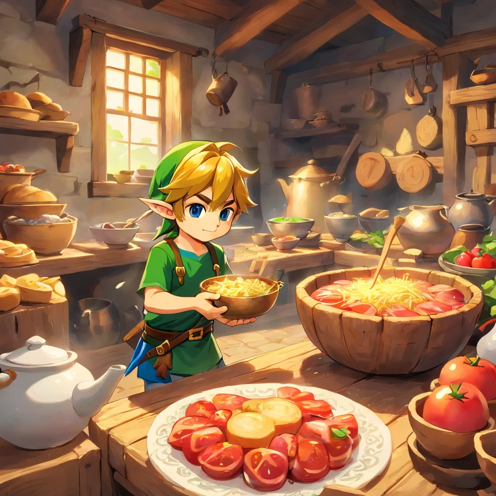 The boy is preparing food for the cows,Similar to the image generated above