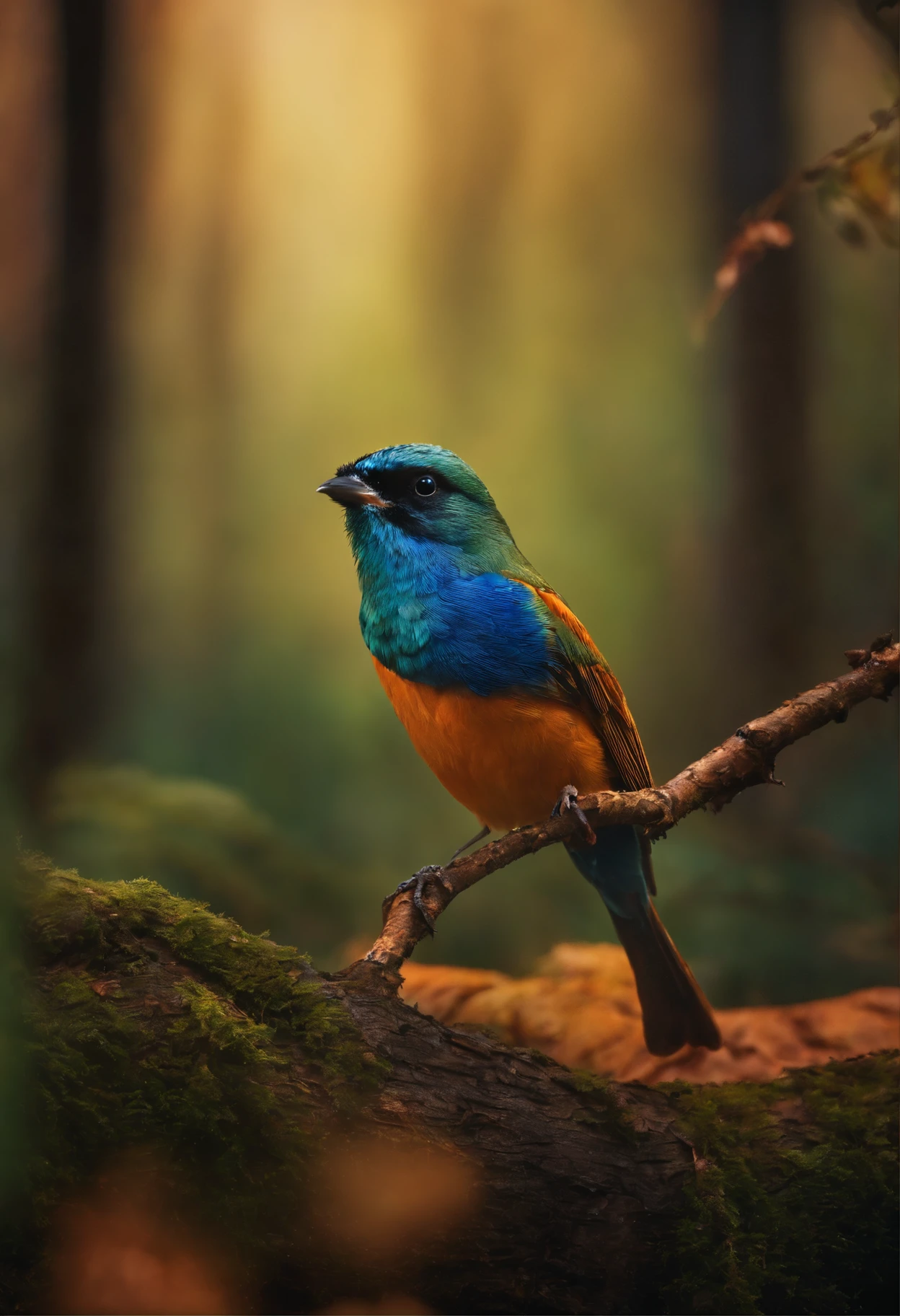 There is a small bird in the forest, but the image is messed up