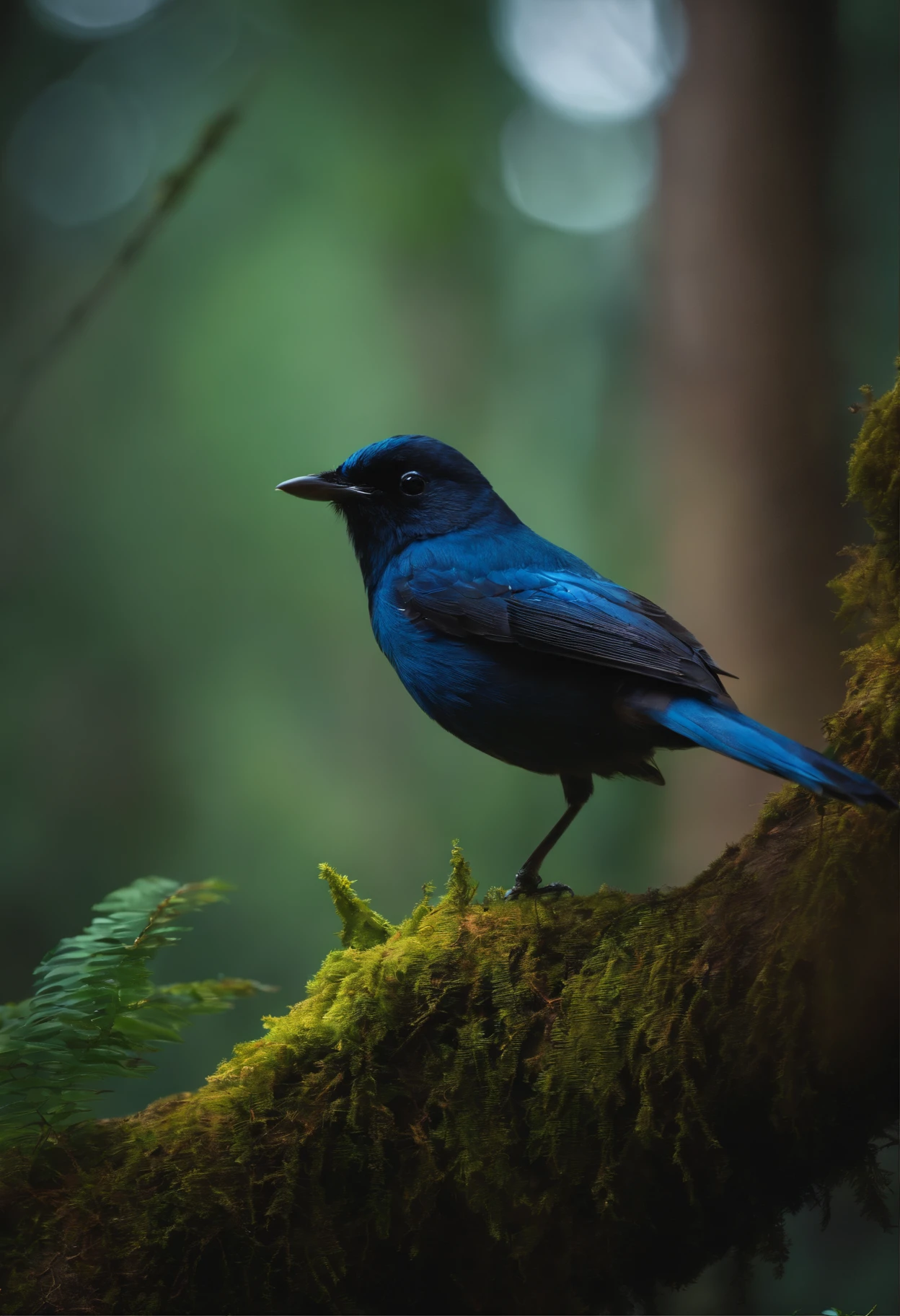 There is a small bird in the forest, but the image is messed up