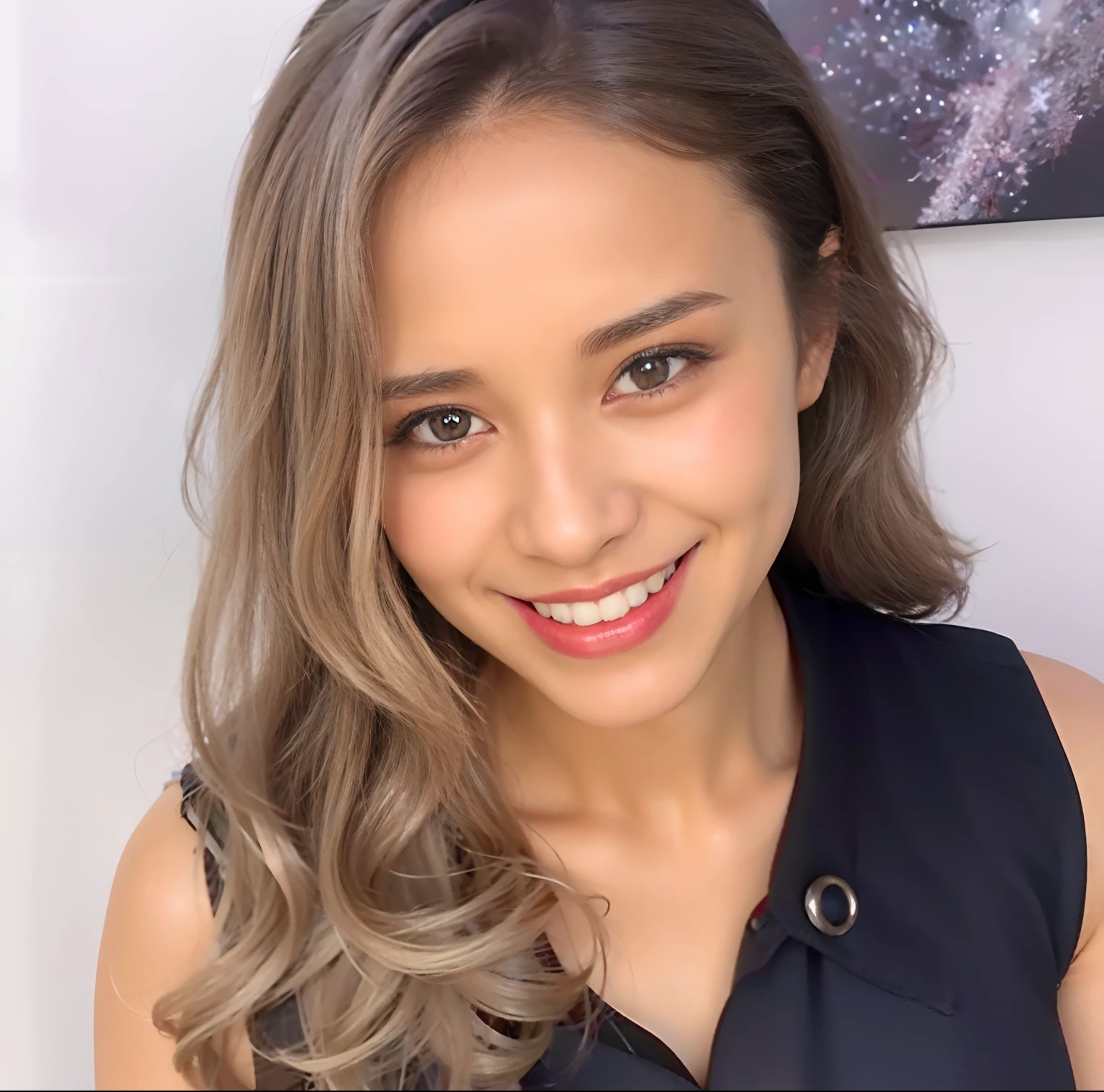 best quality, ultra high res, (photorealistic:1.4), 1girl, off-shoulder white shirt, black tight skirt, black choker, (faded ash gray hair:1), (huge breasts:1.2), looking at viewer, closeup ,