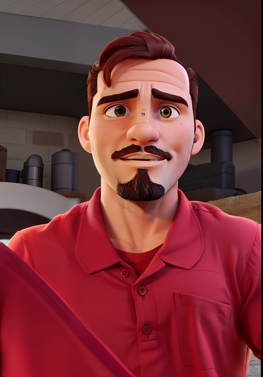 Homem com barba, camisa vermelha