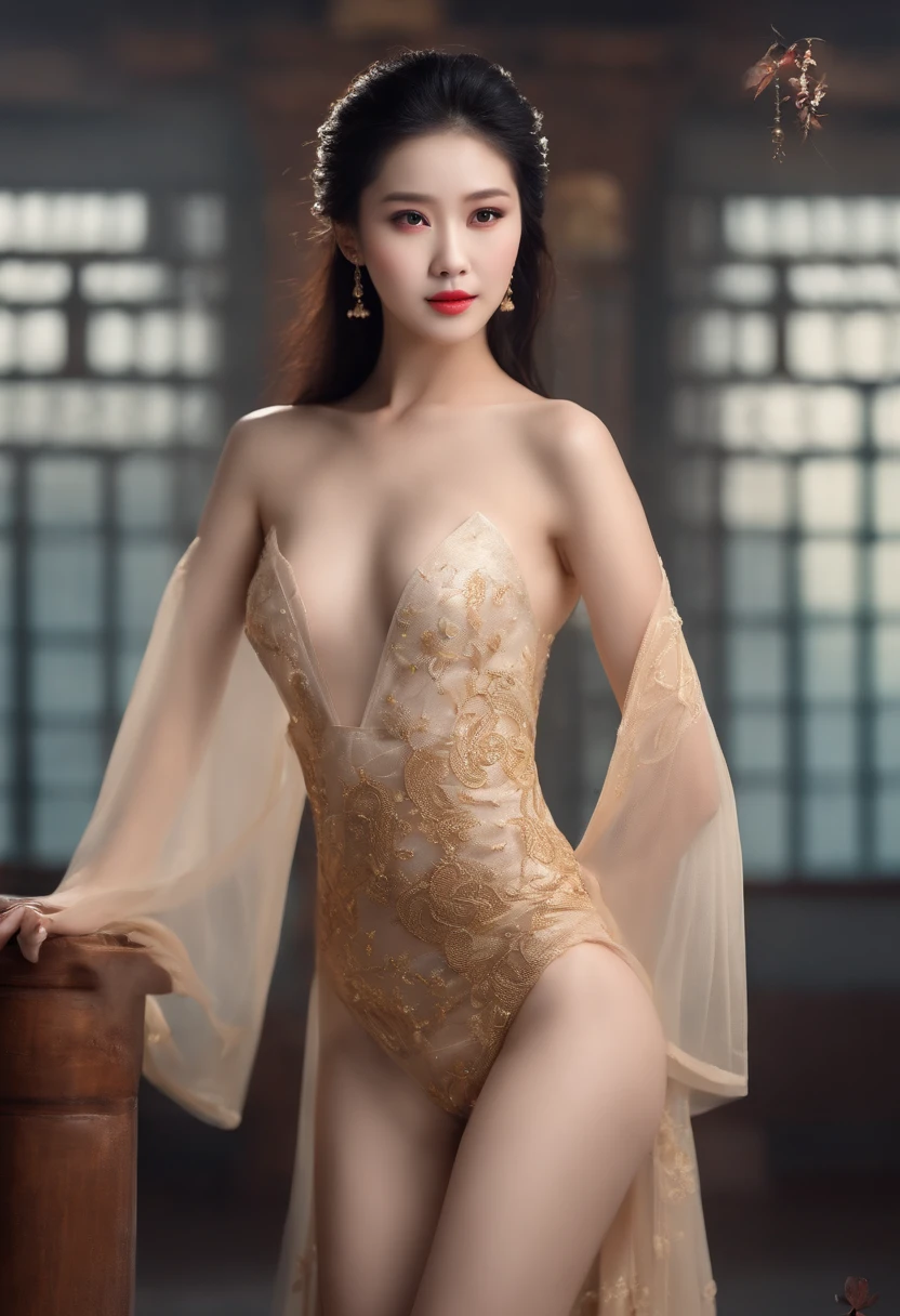 Perfect body chinese beauty in standing position without clothes