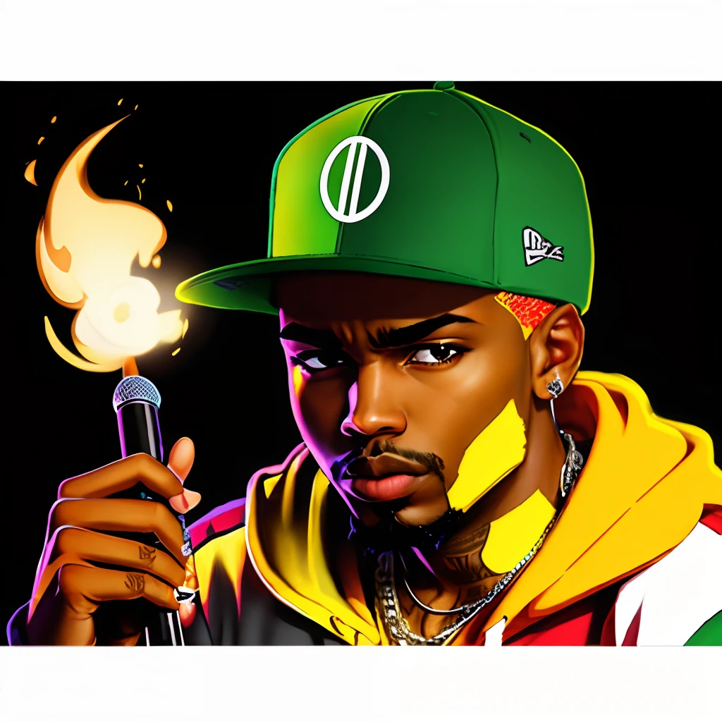 Create image in cartoon rapper written : Maeztro mc