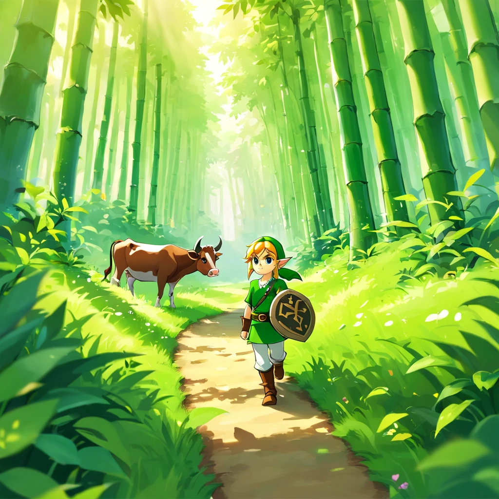 The boy set off with the cow,They walked through patches of verdant bamboo forests,Climbed over one steep hill after another,Find sparkling gems in ancient forests