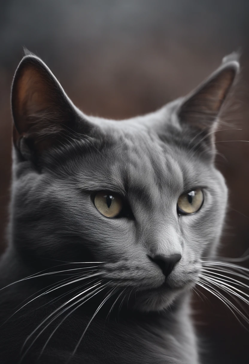 Create 3D style a poster with a cat working out gray black white