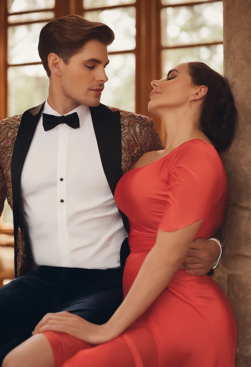 European and American mother and son，Having sex