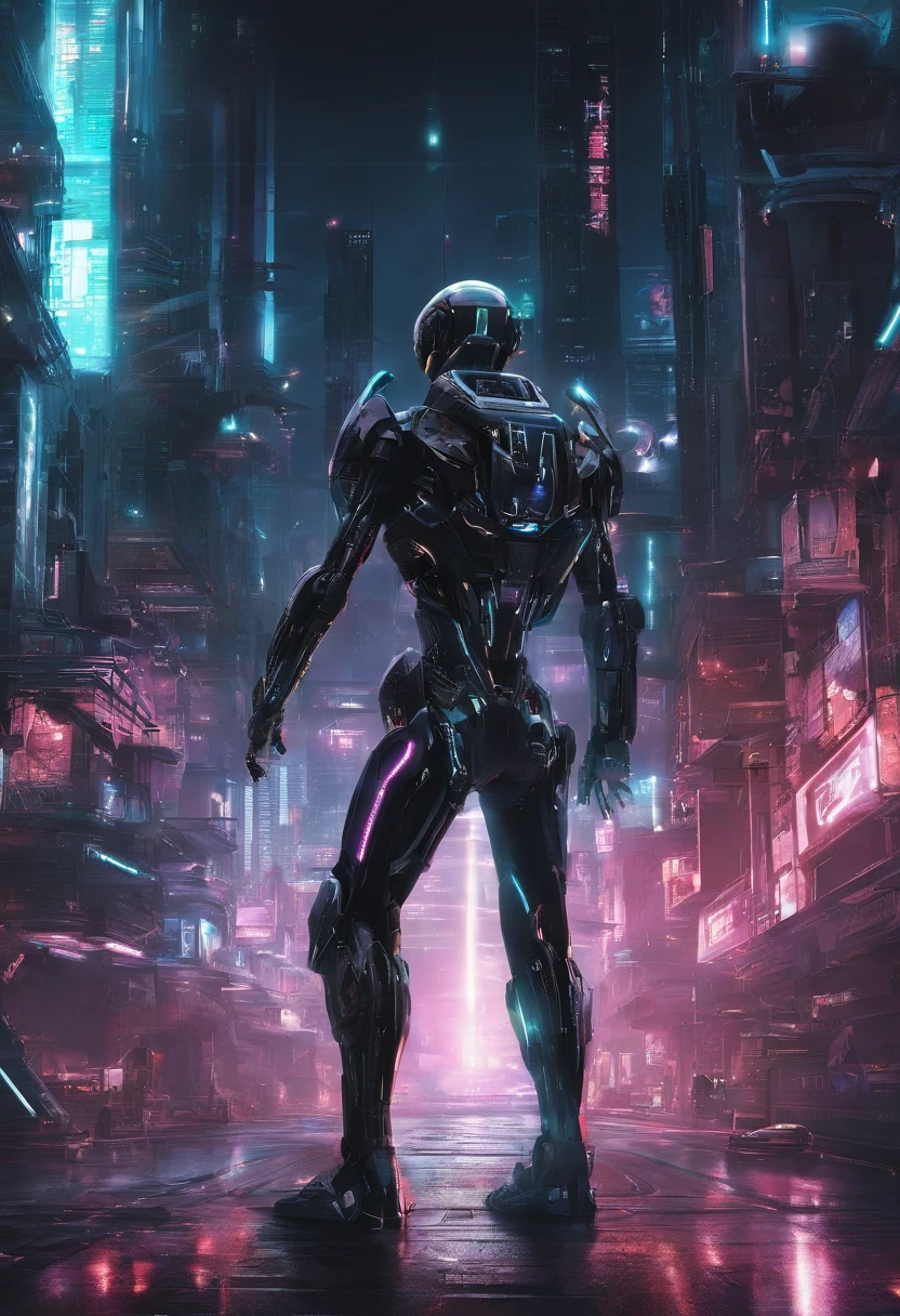 black robot,Sense of oppression,Run-down city,the night