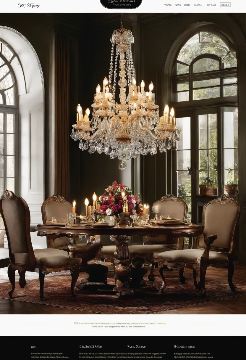 landing page for a chandelier selling website, bright color