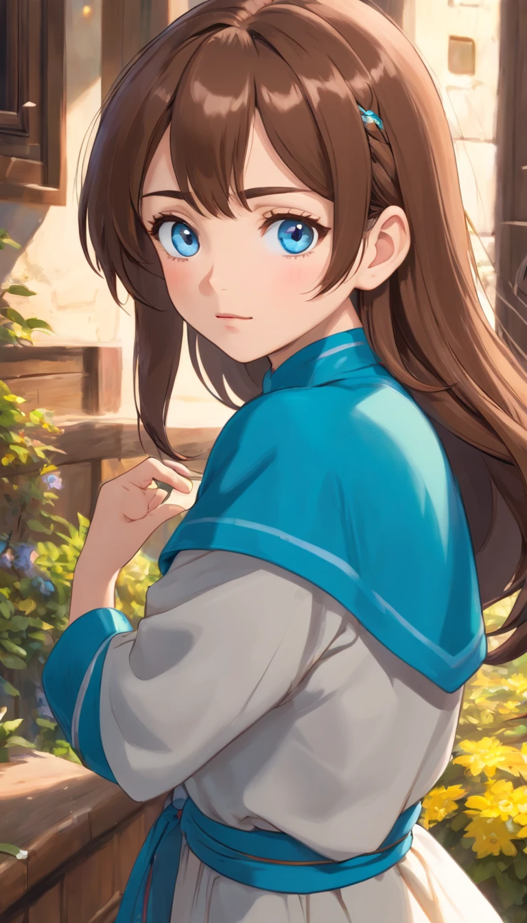 (best quality,4k,8k,highres,masterpiece:1.2),ultra-detailed,(realistic,photorealistic,photo-realistic:1.37), (brown hair, blue eyes), beautiful detailed eyes,beautiful detailed lips,extremely detailed eyes and face, frender photorealistic,