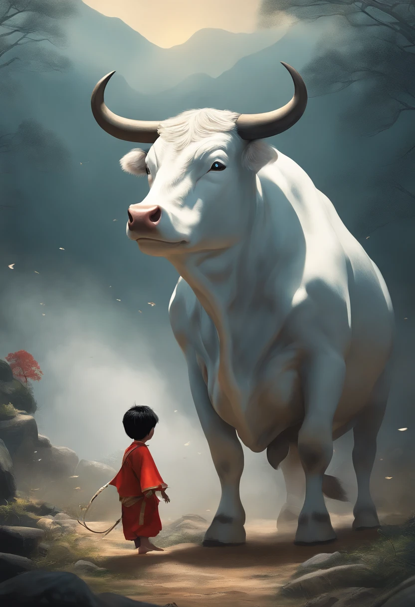 A cold wind blew through,The boy and the cow encounter an evil youkai