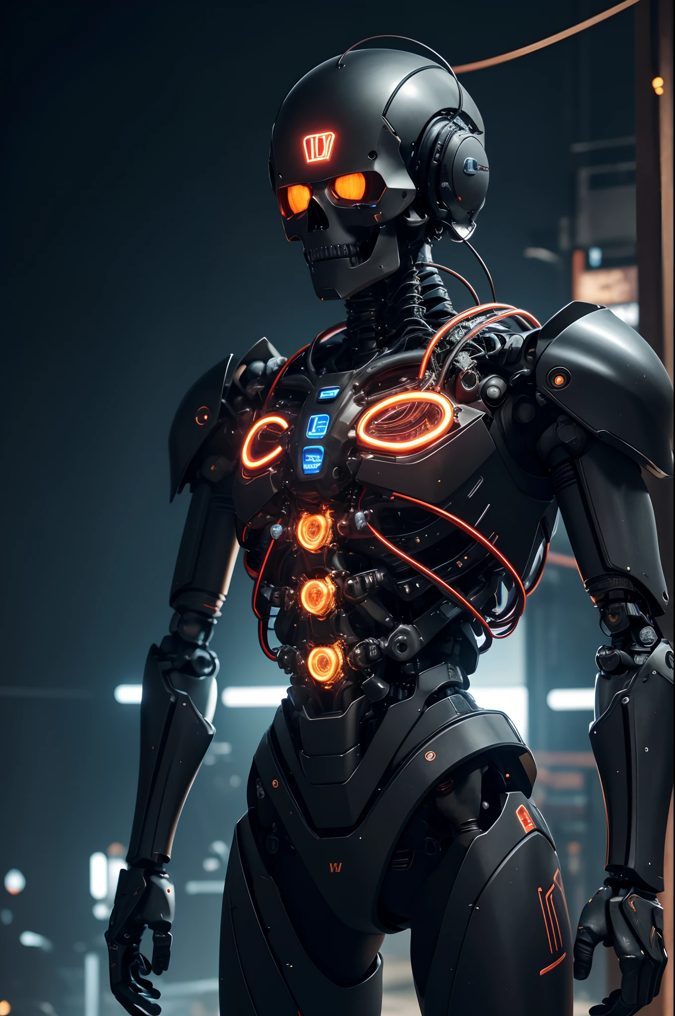 1 Upper body only produced,The skeleton and internal circuits of the machine are built,Mechanical Boy,((super realistic details)),and countless cables extending from the back,A camera eye that glows red in only one eye,A small sparkling blue crystal on the left chest,Half of the jaw is a machine,Boat Rate,globalillumination,Shadu,octan render,8K,ultrasharp,metal,Convolut,Ornament Detail,Cold color,Egyptian Detail,highly intricate detail,Realistic luminescence,Trends in CGS Society、radiant eyes、Camera orientation、Neon Detail、Mechanical limbs、Blood vessels connected to tubes、Mechanical vertebrae attached to the back、Mechanical cervical neck is attached,、Sedentary posture、Wires and cables tied to the head、Head of the machine,a handsome、Connected to many cables、The exterior emits LEDs that have no color、android、Half of the body is mechanical、Internal structure of the machine、Lots of wires and cables、to be continued,Chest armor purge,Exposed internal combustion engine,Left arm in progress,Peeled shoulder armor,Countless cables are connected to the back,reddish,green grass,amarelo,Luminescence in green,