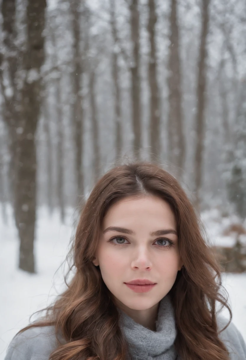(best quality,highres),snow-covered,serene,shivering breath,running nose,outdoor,1 girl,solo piece,Millie Maxwell,blurry silhouette,HDR,winter landscape,absurd