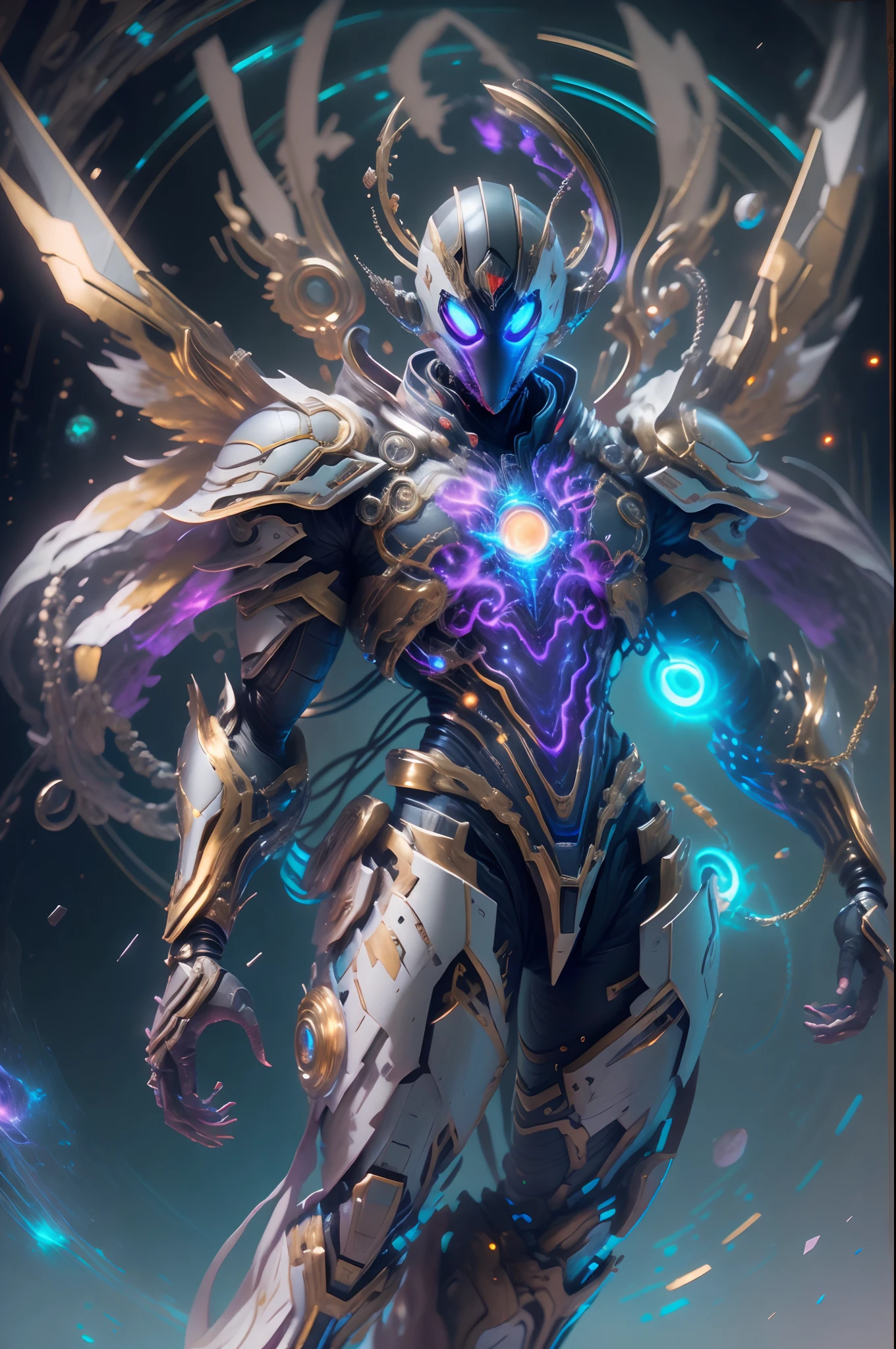 A Cybernetic Spiderman in the Milky Way, (Glowing Circle Halo on the Back: 1.8), Gold Saint Seiya Limb Armor, (Cloak), (Dragon Symbol: 1.5), (Gundam 00 Gundam Exia: 1.5), (Starfield: 1.8) (Mecha) (Mechanical) (Armor), (Open Leg: 1.3), Perfect, (Wide Angle), (Black Background: 1.6), Best Quality, Masterpiece, Super Resolution, (Reality: 1.4), Crazy Details, Unrealistic Engine Style, Boca Effect, David La Chapelle style lens, bioluminescent palette: light blue, light gold, light pink, bright white, wide angle, ultra-fine, cinematic still life, vibrant, Sakimichan style, perfect eyes, highest image quality 8K, inspired by Harry Winston, Canon EOS R 6 shooting masterpiece "Chaos 50,--, under eye mole, ray tracing, surrealism, textured skin