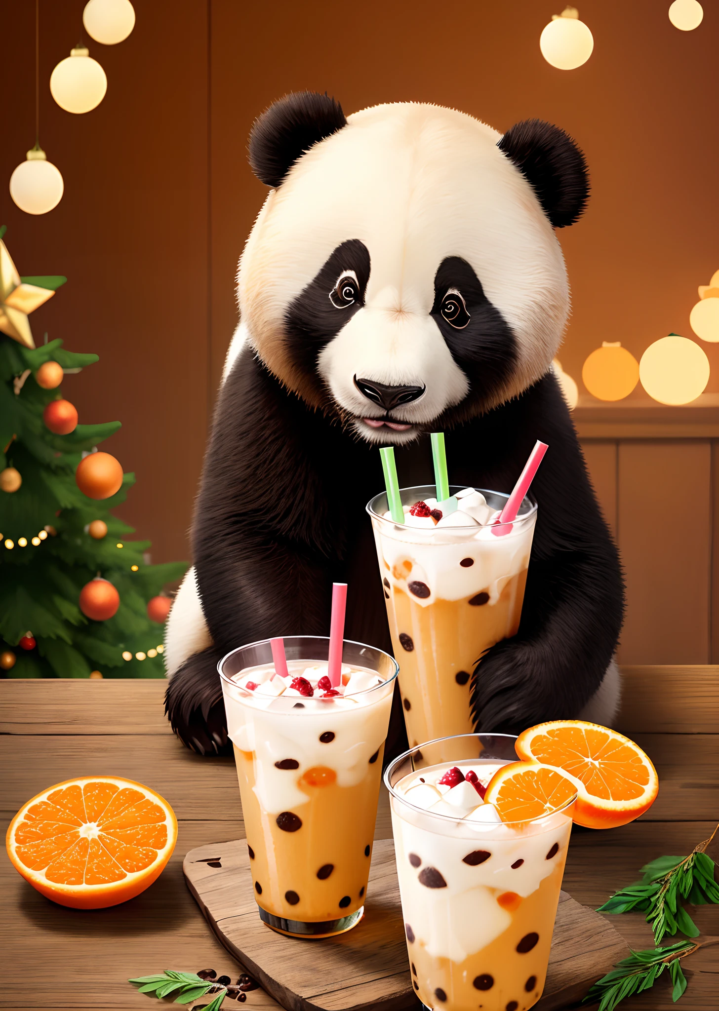 bubble tea  , beverage, New Year , Christmas , is beautiful , Panda Style , chocolate , tangerine , orange