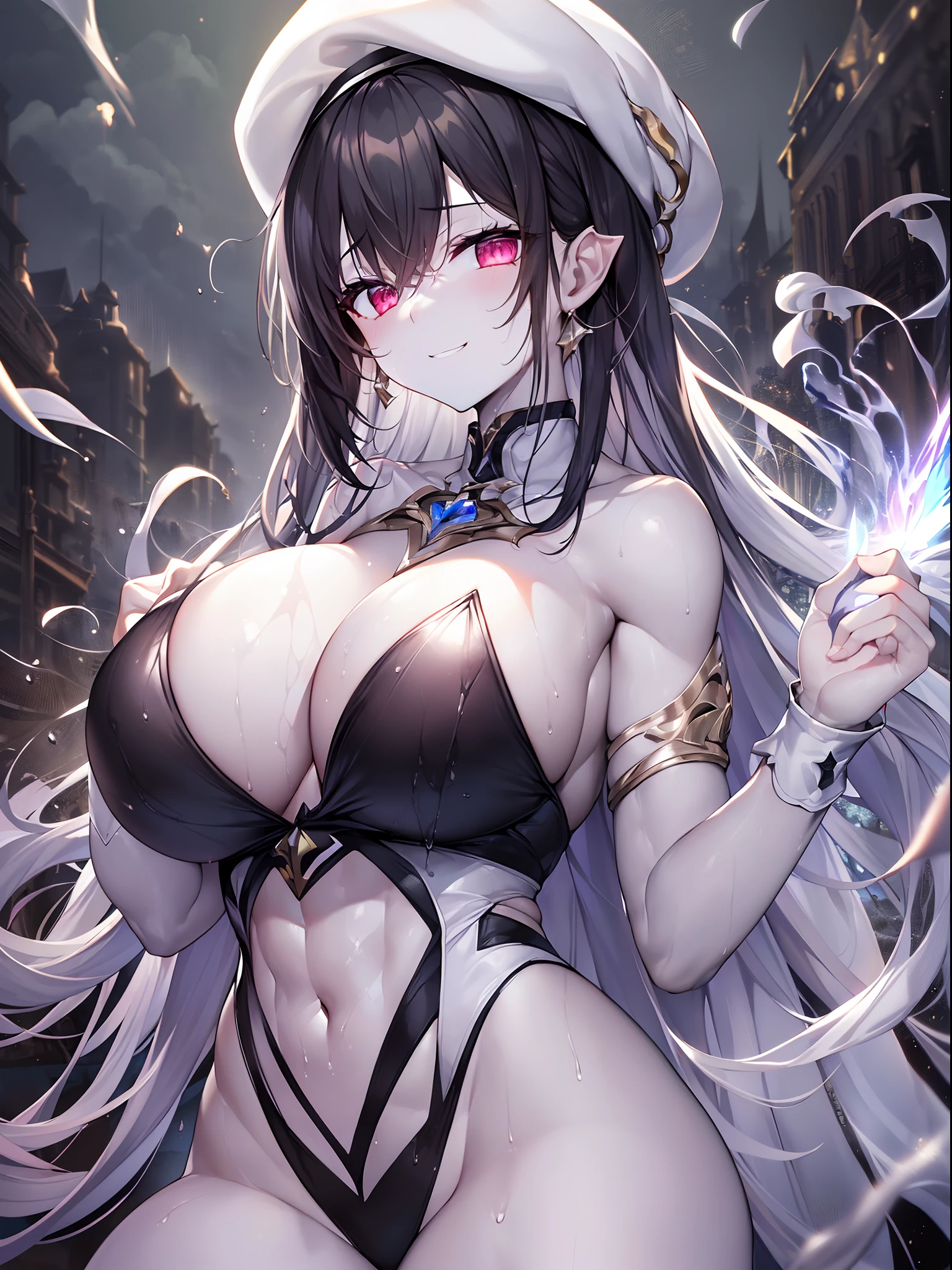 Outrageous resolution、masutepiece++,top-quality++,ultra-defined++, ultra-defined++,4K++,8K++,(Background Focus)++, Highly detailed, Viewer's Perspective、((Midnight Countryside))++、((Pale skinned Yashaku-sama))++, ((One pale-skinned about 3M)), ((((White dress figure))))++++,(((White cap)))+++,(((Hugging a )))++++,(( Hugging a little boyddling)) ++,((Pale skinned))++,(black sclera) +,(Sharp eyes)、(A dark-haired), (Straight hair)、(Super shiny hair and skin), (Moonlight),((Beautiful)),(Huge breasts_Body: 1.5),(Huge breasts:1.5), Muscular girl with clearly visible abs and muscles, Sweaty body, cleavage, Dynamism, (Abs cleansing and shaving, Muscle muscle thighs) +, A lively smile, Perfect eyes, Perfect hands, Perfect nose, Magic Battle Dark, dark ambiance, (wet effect) +, (light effect), (Cinematic Light) + , (Like a movie of light) +
