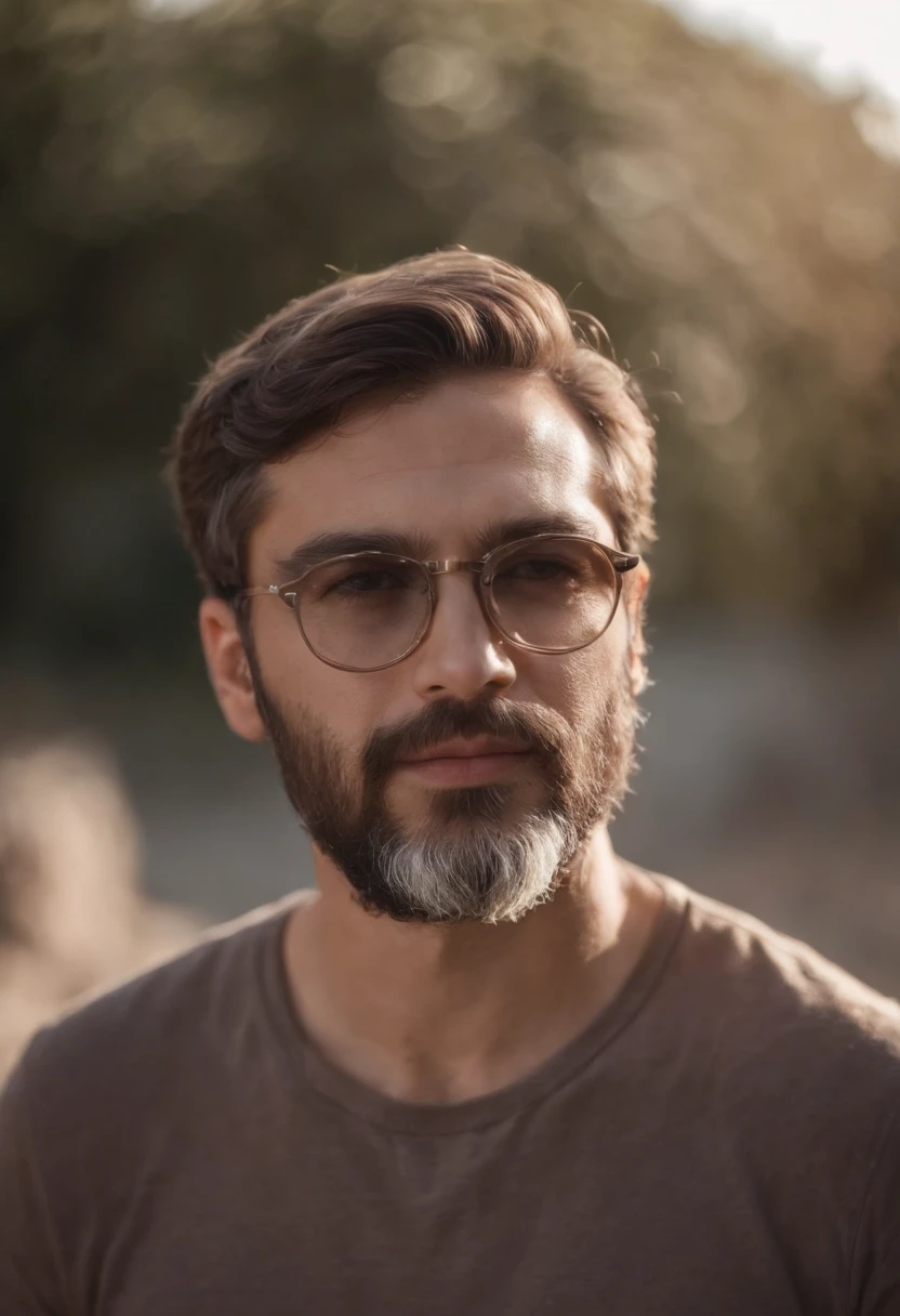 um rapaz moreno de 92 quilos com cabelos lisos curto, barba e usando oculos