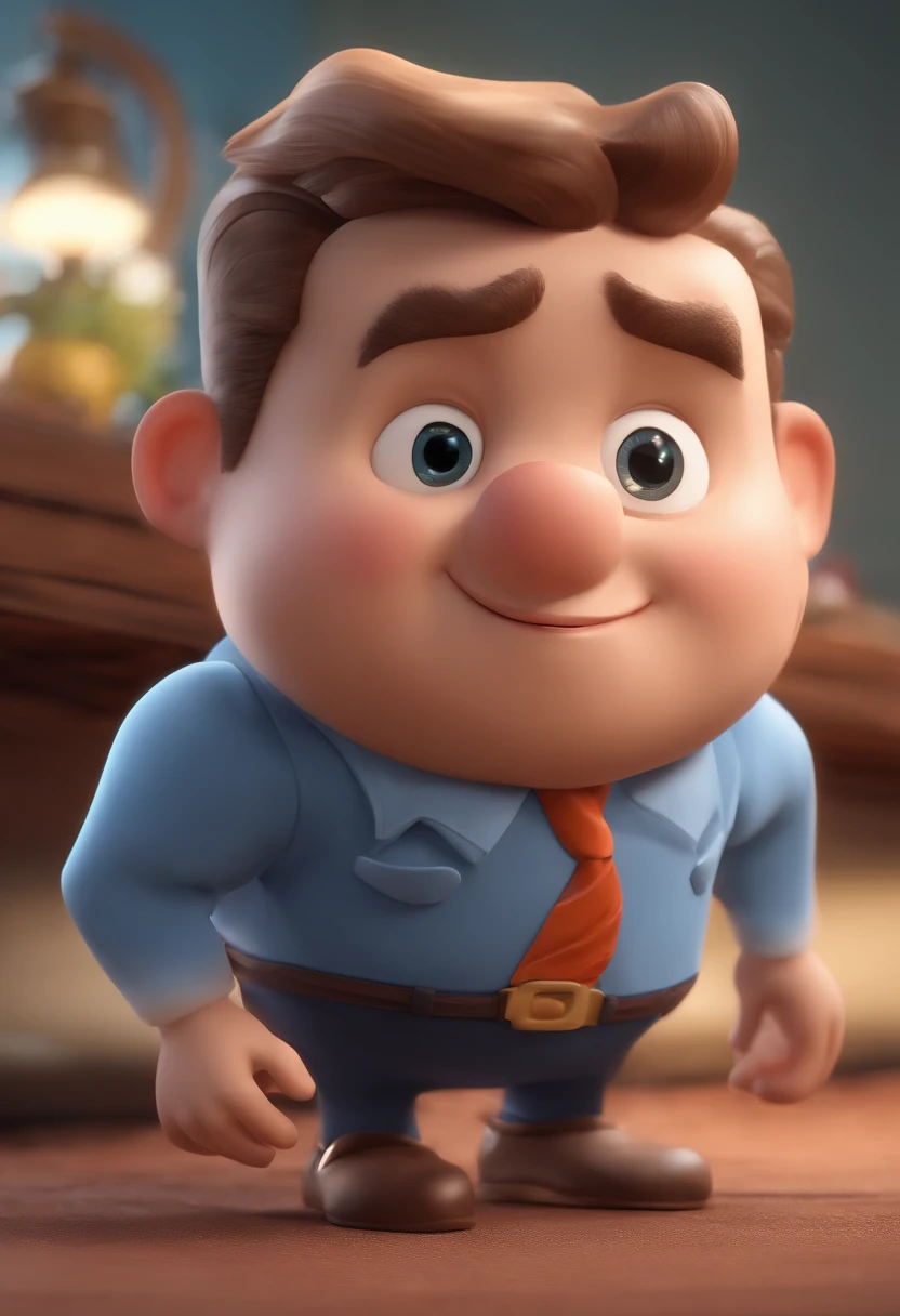 Personagem de desenho animado de um homem de terno cinza e gravata branca, cabelo grisalho um personagem animado, Caractere estilizado, animation style rendering, 3D estilizado, Arnold Maya render, 3 d render stylized, toon render keyshot, Personagem 3D, Personagem 3D, 3d rendering stylized, 3 d character render, personagem de desenho animado, Personagem de close up, Pose de personagem, (Estilo Pixar) (master part:1.2) (Bokeh) (best quality) (pele detalhada) (textura detalhada) (8k) (argila) (Cinematic lighting) (foco nítido，Senta e vaza a parte superior do corpo