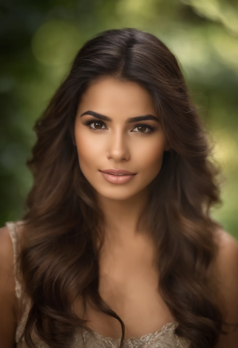 SEART, por favor, Create a realistic image of a young Latina between the ages of 20 and 25. Esta mujer debe ser naturalmente hermosa y atractiva sin exageraciones. Sus rasgos faciales deben reflejar la autenticidad y la diversidad de la belleza latina. Su cabello y su maquillaje deben ser sutiles y realistas. The image should convey a sense of grace and innate attractiveness, sin la necesidad de exageraciones artificiales