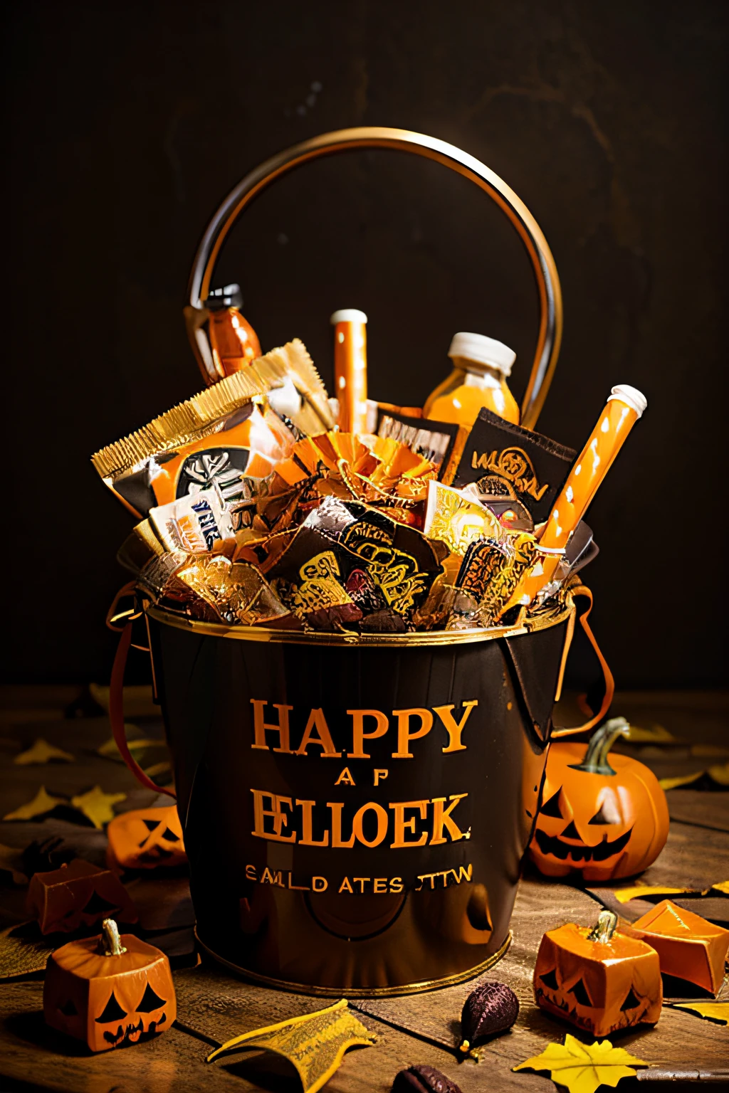Halloween bucket with pumpkin candy