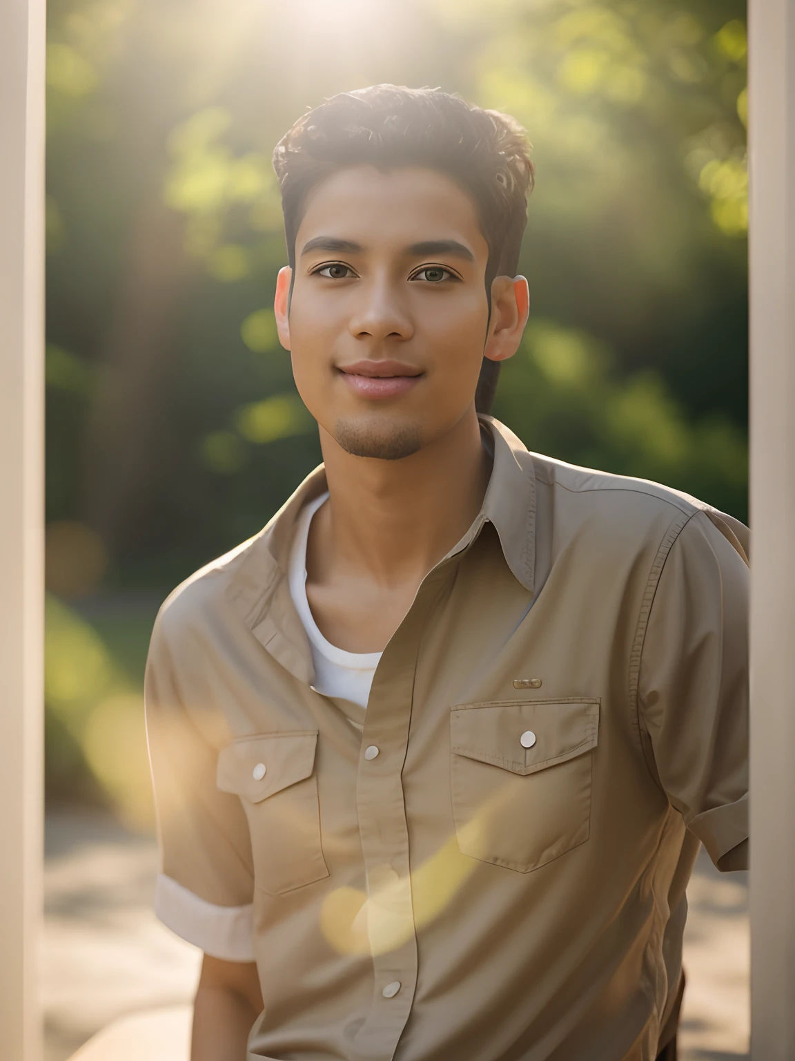 An ultra-realistic photograph captured with a Sony α7 III camera, equipped with an 85mm lens at F 1.2 aperture setting, portraying a young woman sitting on a wooden bench in a sunlit park. The background is beautifully blurred, highlighting the subject. The park is adorned with lush greenery and blooming flowers, creating a serene atmosphere. Soft sunlight gracefully illuminates the subject’s face and hair, casting a dreamlike glow. The image, shot in high resolution and a 16:9 aspect ratio, captures the subject’s natural beauty and personality with stunning realism –ar 16:9 –v 5.2 –style raw