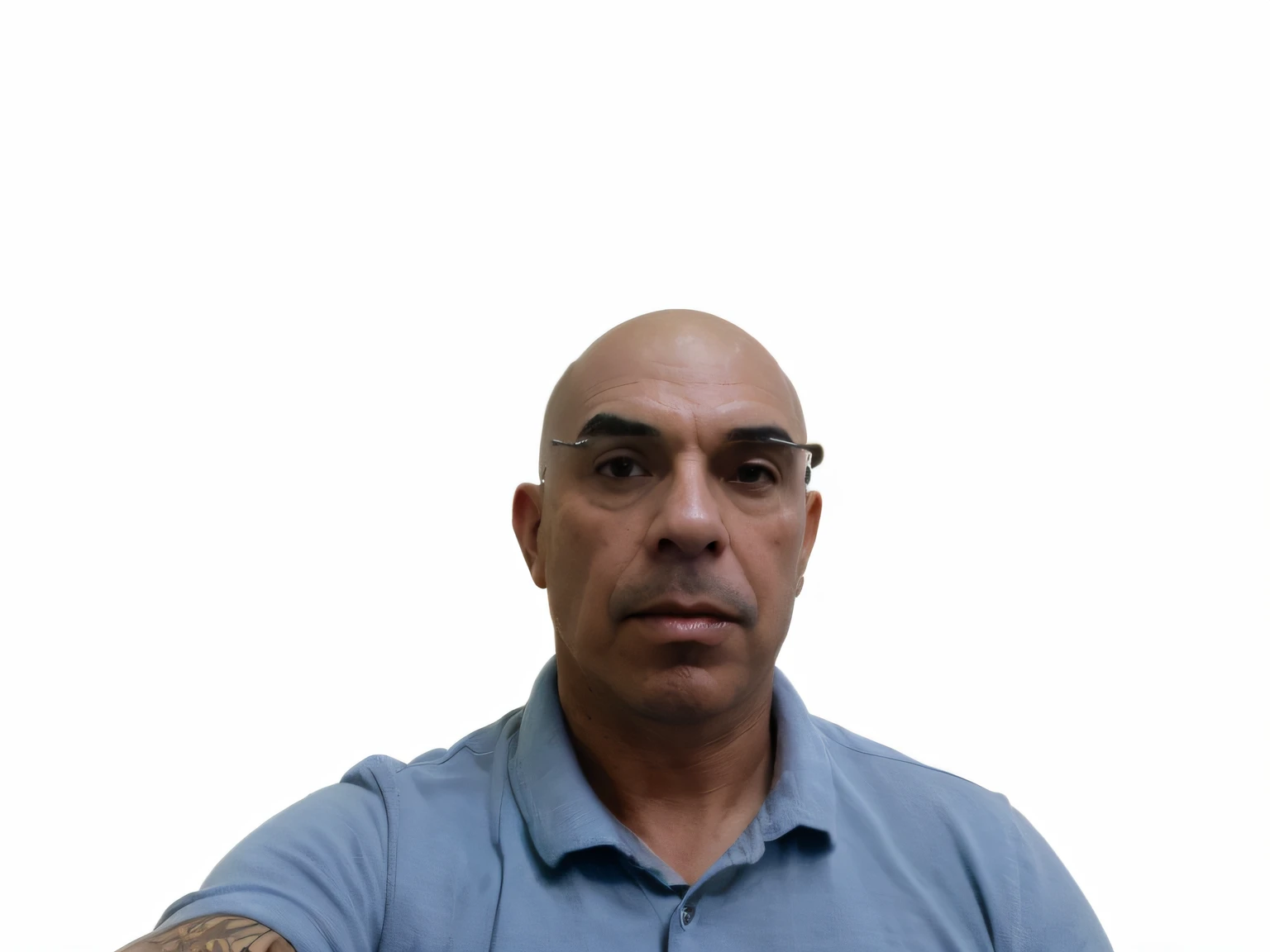 Um homem moreno careca, sem pelos no rosto, no estilo disney pixar, alta qualidade, melhor qualidade