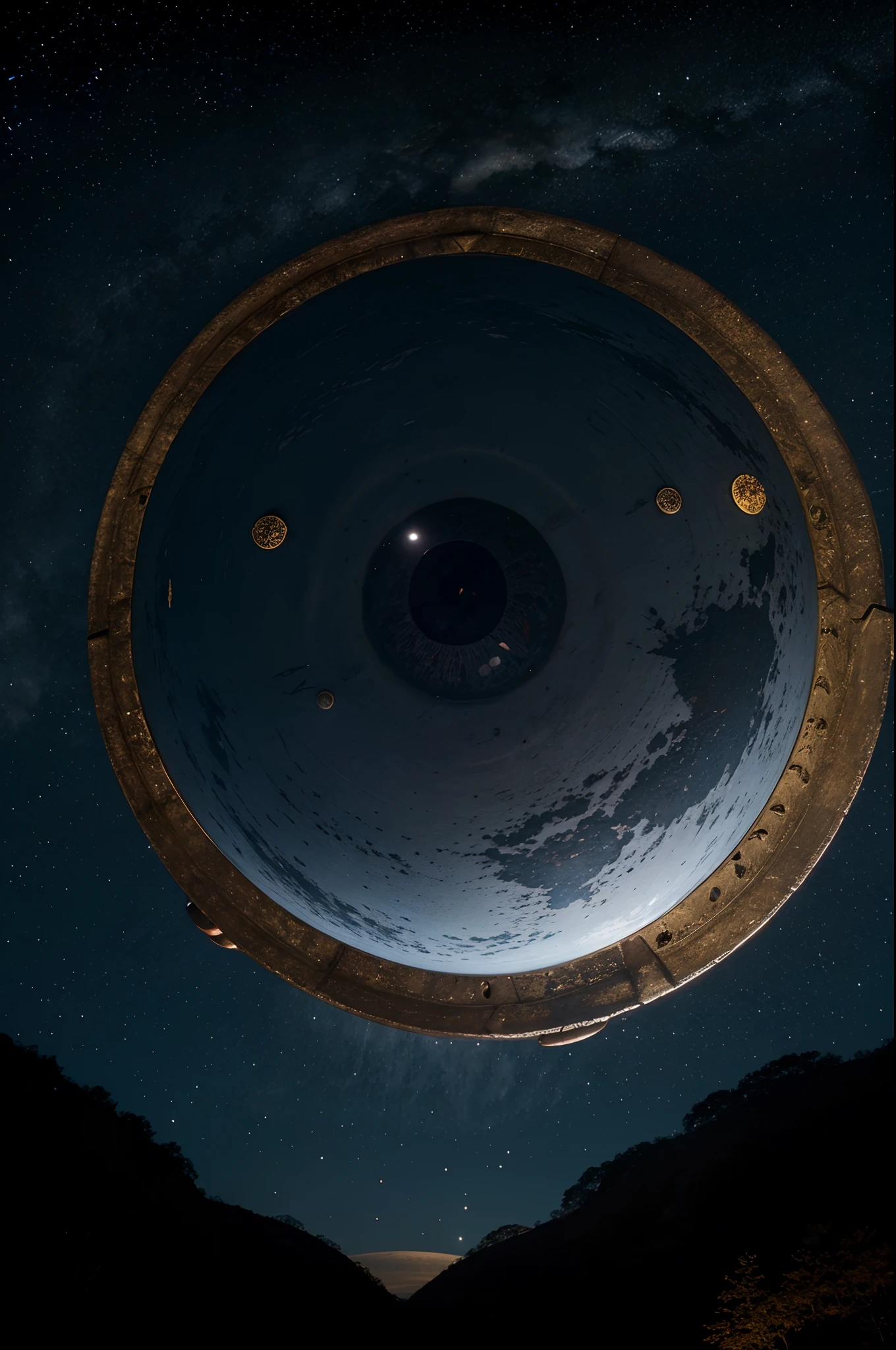 A dragon's eye in the sky, com planetas, estrelas, dim sky,