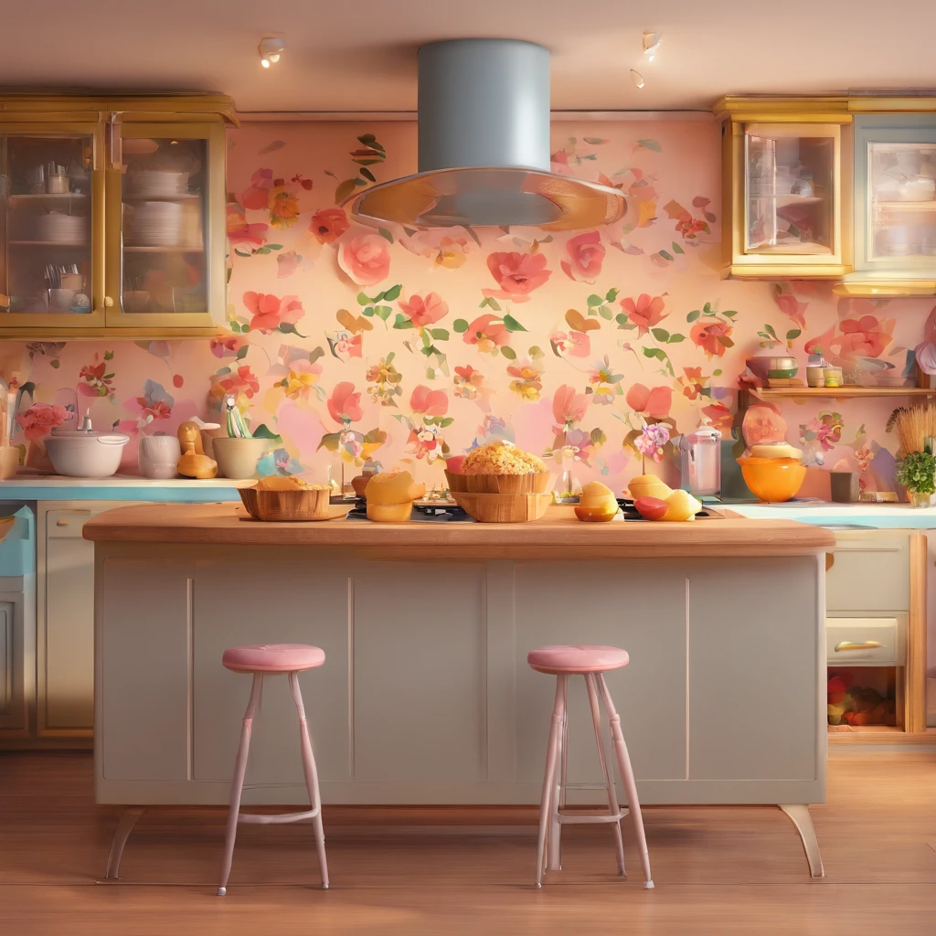 (alta qualidade,Realistic,Estilo Pixar:1.1),Cena animada 3D,mulher com cabelo ruivo liso, 27 anos,cooky,vestido como um chef pasteleiro,cena do jardim, cores brilhantes e vibrantes,warm lighting,Delicious sweets on display,Detailed kitchen utensils and ingredients,atmosfera alegre e animada,avental com estampa floral,Tastefully decorated kitchen counter,Playful and cartoonish 3D characters,Smiling and friendly expressions,Smooth and polished animation,texturas e sombreamento perfeitamente renderizados,professional-grade artwork,attention to detail,Creative and imaginative composition,ambiente alegre e convidativo,Extravagant and magical touch,cena visualmente atraente e envolvente.