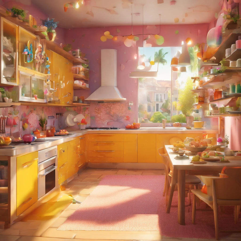 (alta qualidade,Realistic,Estilo Pixar:1.1),Cena animada 3D,mulher com cabelo ruivo liso, 27 anos,cooky,vestido como um chef pasteleiro,cena do jardim, cores brilhantes e vibrantes,warm lighting,Delicious sweets on display,Detailed kitchen utensils and ingredients,atmosfera alegre e animada,avental com estampa floral,Tastefully decorated kitchen counter,Playful and cartoonish 3D characters,Smiling and friendly expressions,Smooth and polished animation,texturas e sombreamento perfeitamente renderizados,professional-grade artwork,attention to detail,Creative and imaginative composition,ambiente alegre e convidativo,Extravagant and magical touch,cena visualmente atraente e envolvente.