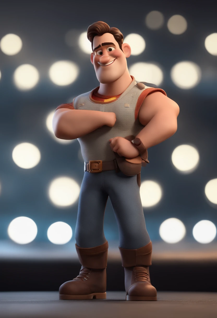 Personagem de desenho animado de um homem usando e uma camisa cinza, um personagem animado, Caractere estilizado, animation style rendering, 3D estilizado, Arnold Maya render, 3 d render stylized, toon render keyshot, Personagem 3D, Personagem 3D, 3d rendering stylized, 3 d character render, personagem de desenho animado, Personagem de close up, Pose de personagem, (Estilo Pixar) (master part:1.2) (Bokeh) (best quality) (pele detalhada) (textura detalhada) (8k) (argila) (Cinematic lighting) (foco nítido,Senta e vaza a parte superior do corpo