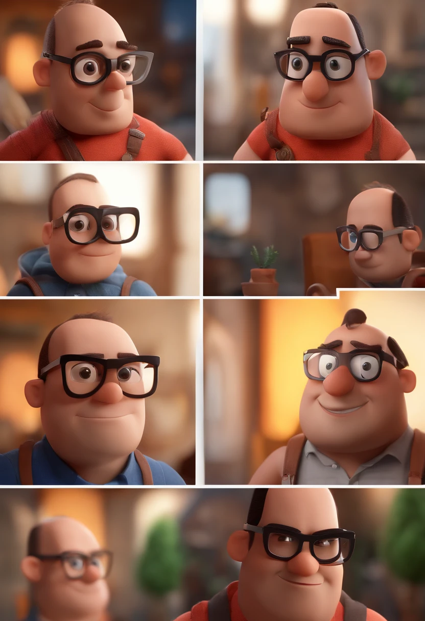 Cartoon character of a man with black glasses and a blue shirt, animation character, Caractere estilizado, animation style rendering, 3D estilizado, Arnold Maya render, 3 d render stylized, toon render keyshot, Personagem 3D, Personagem 3D, 3d rendering stylized, 3 d character render, personagem de desenho animado, Personagem de close up, Pose de personagem, (Estilo Pixar) (master part:1.2) (Bokeh) (best quality) (pele detalhada) (textura detalhada) (8k) (argila) (Cinematic lighting) (foco nítido