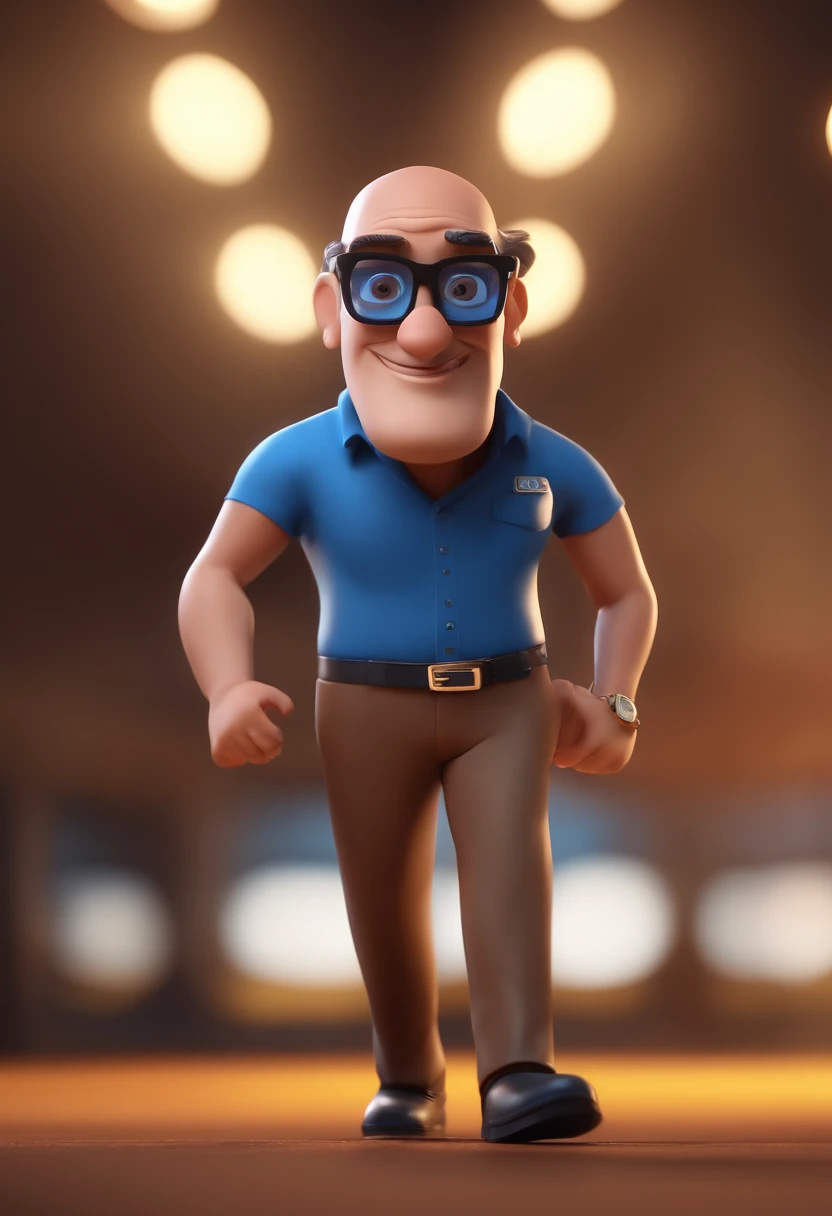 Cartoon character of a man with black glasses and a blue shirt, animation character, Caractere estilizado, animation style rendering, 3D estilizado, Arnold Maya render, 3 d render stylized, toon render keyshot, Personagem 3D, Personagem 3D, 3d rendering stylized, 3 d character render, personagem de desenho animado, Personagem de close up, Pose de personagem, (Estilo Pixar) (master part:1.2) (Bokeh) (best quality) (pele detalhada) (textura detalhada) (8k) (argila) (Cinematic lighting) (foco nítido