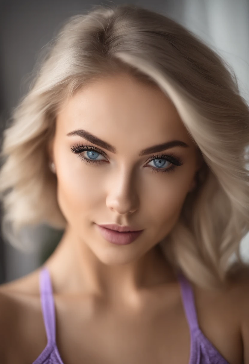 woman with matching tank top and panties, Sexy girl with blue eyes, portrait sophie mudd, portrait corinna kopf, blonde hair and large eyes, Selfie einer jungen Frau, Augen im Schlafzimmer, Violet Myers, ohne Make-up, Natural makeup, Blick direkt in die Kamera, Gesicht mit Artgram, dezentes Make-up, Stunning full body shot, im Schlafzimmer, Spaltung