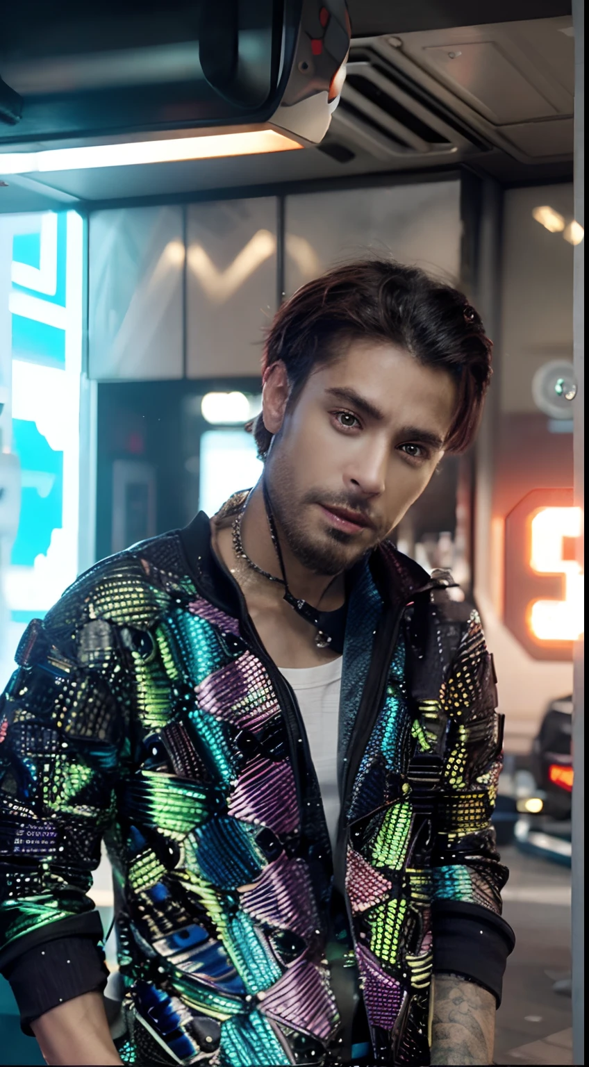 Change background cyberpunk handsome boy, realistic face, 8k, ultra realistic