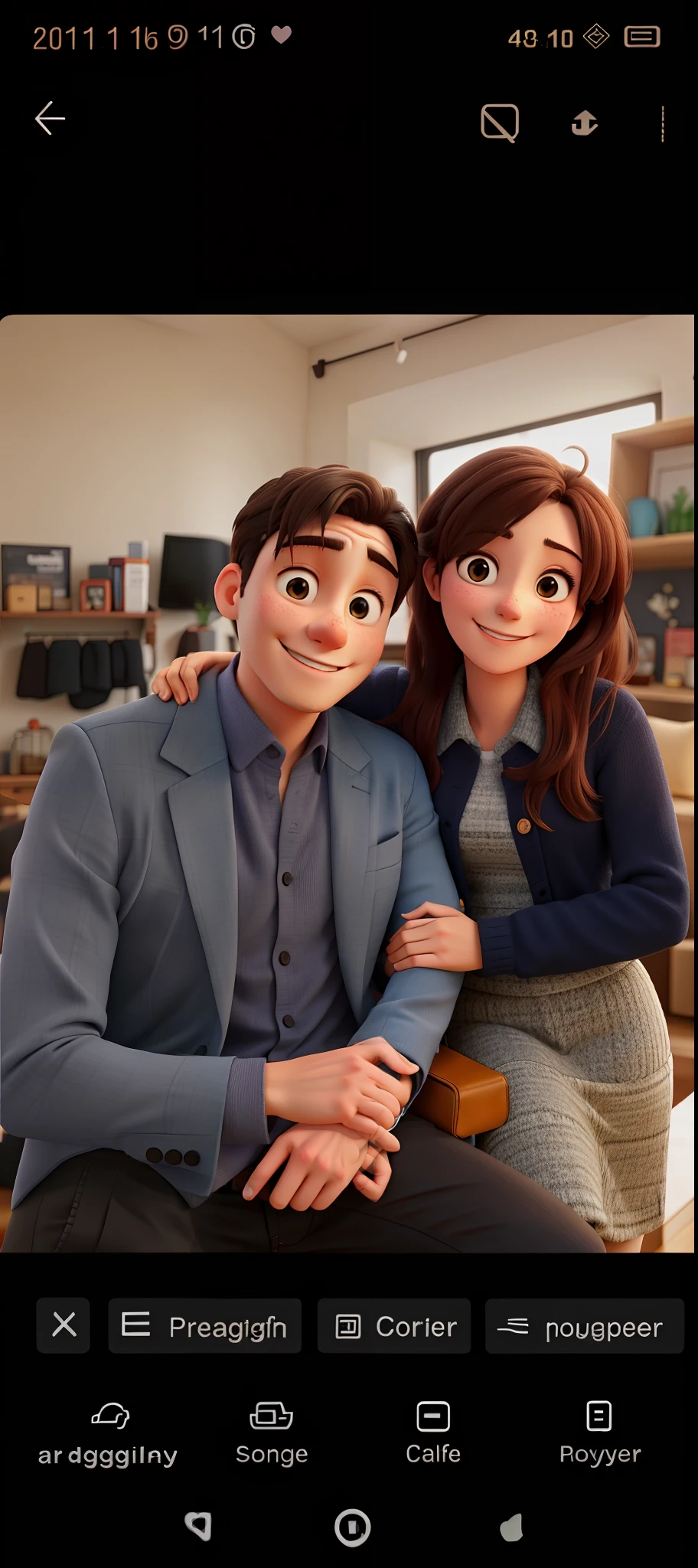 Hugging couple smiling at a selfi