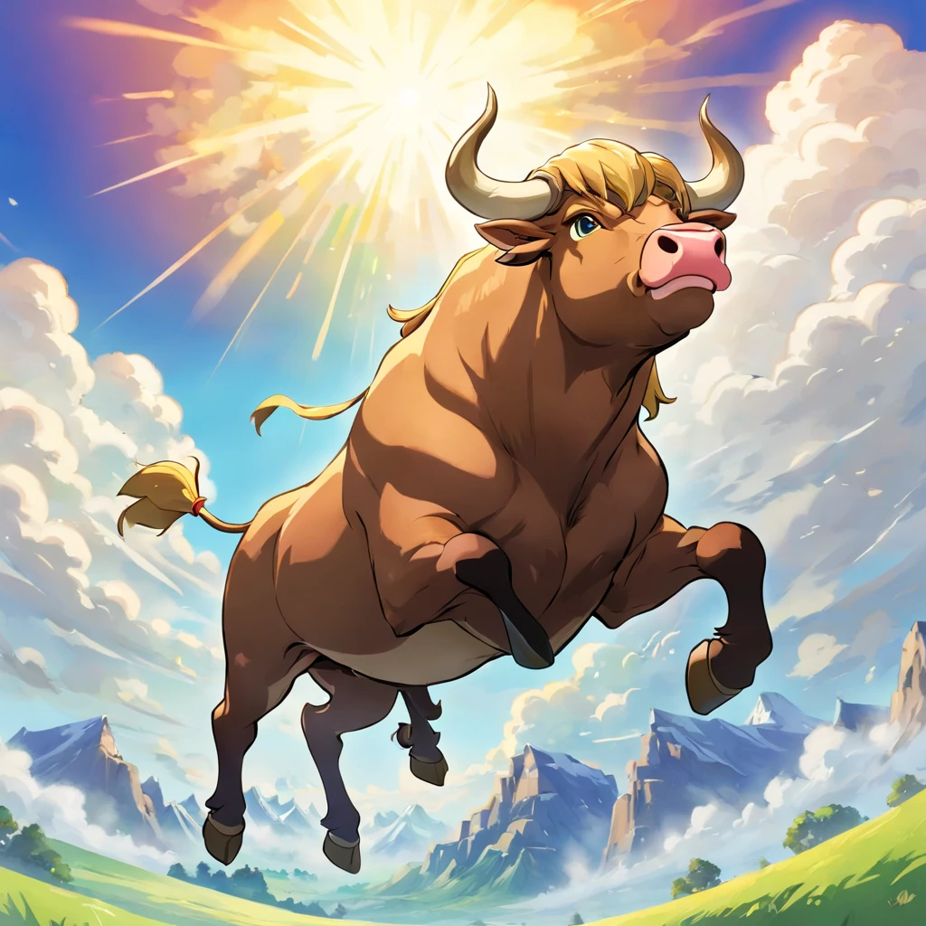 The bull in the picture above is roaring in the sky