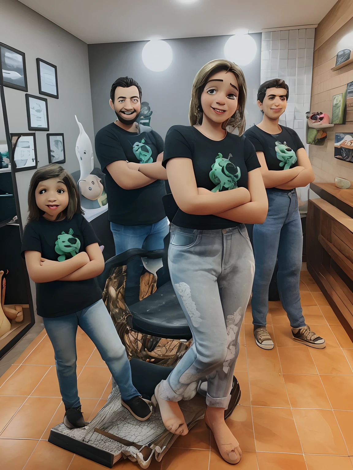 uma familia feliz, de quatro pessoas