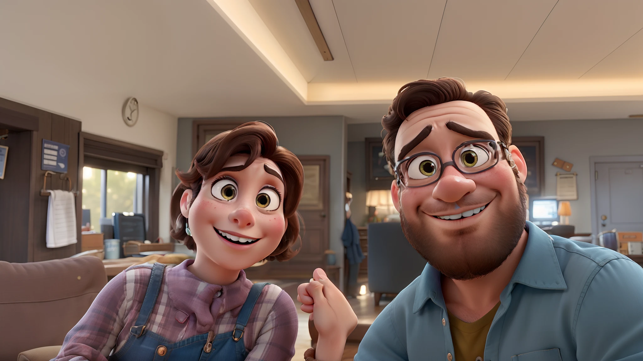 A couple in great quality and definition in the style of Disney pixar