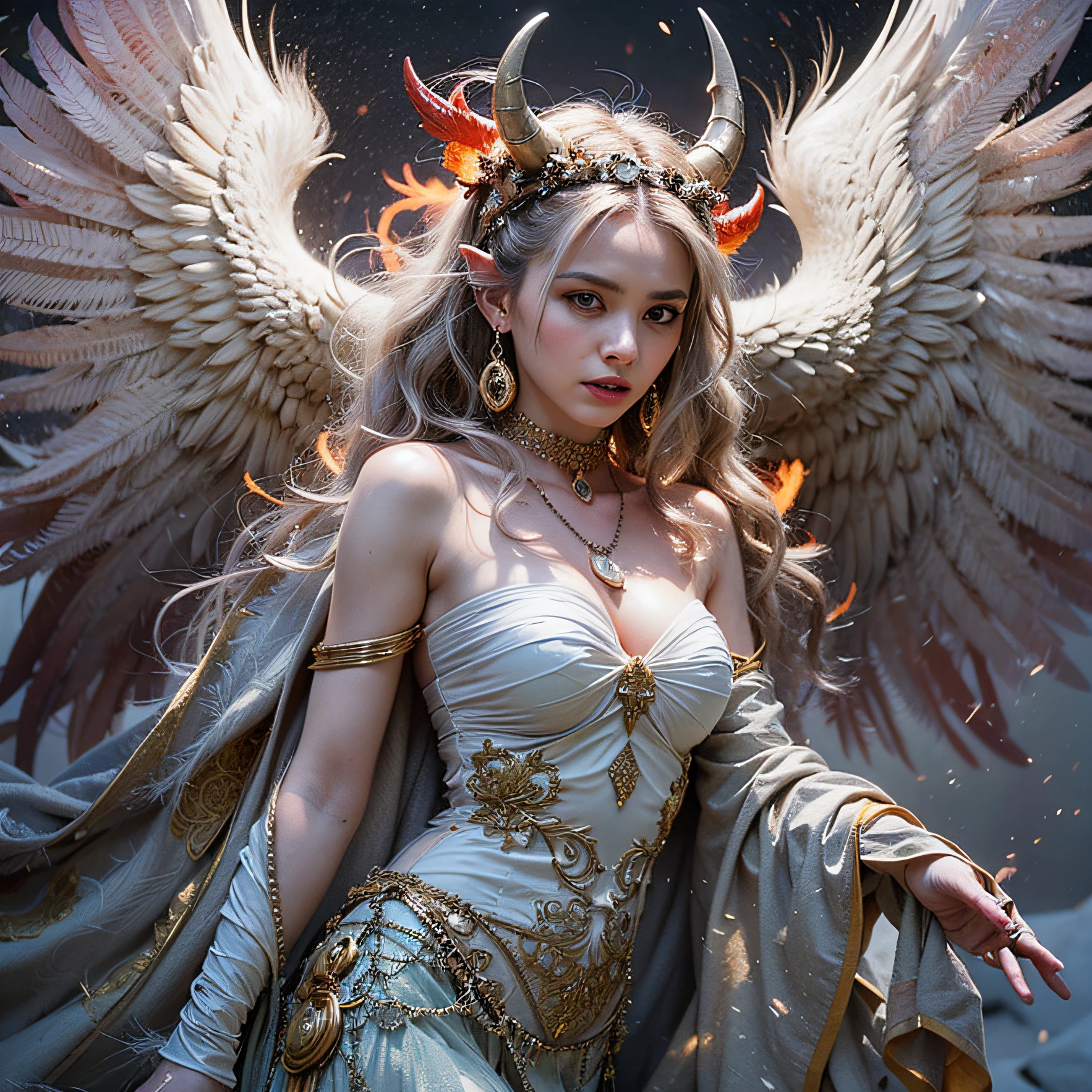 wingless angel white long hair big red eyes --auto --s2