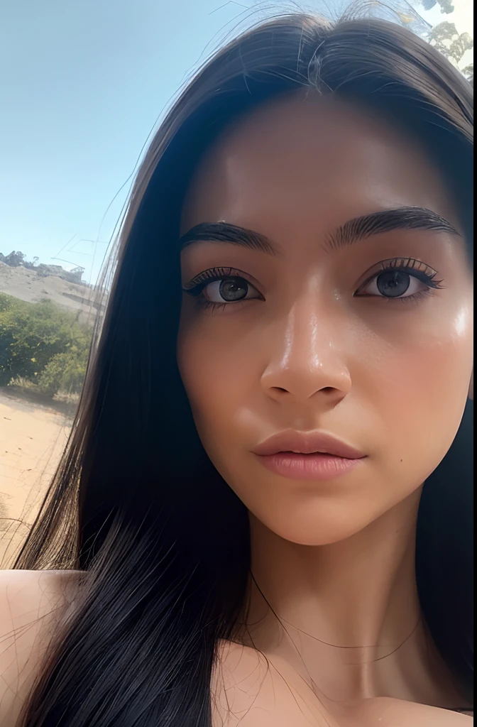 a photorealistic portrait of a stunningly beautiful tanned polynesian woman without light make-up, extremely detailed light green eyes, detailed symmetric realistic face, extremely detailed natural texture, peach fuzz, windy long hair, masterpiece, absurdres, award winning photo by lee jeffries, nikon d850 film stock photograph, kodak portra 400 camera f1.6 lens, extremely detailed, amazing, fine detail, rich colors, hyper realistic lifelike texture, dramatic lighting, unrealengine, trending on artstation, cinestill 800 tungsten, looking at the viewer, photo realistic, RAW photo, TanvirTamim, high quality, highres, sharp focus, extremely detailed, cinematic lighting, 8k uhd,-imagine -